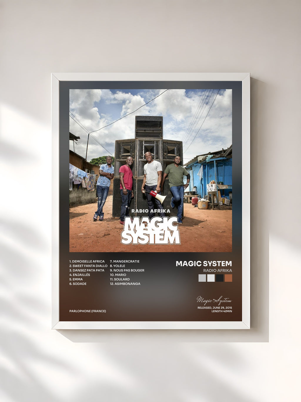 #blanc Tableau de l'album Radio Afrika de Magic System, cadre blanc, imprimé et encadré en France