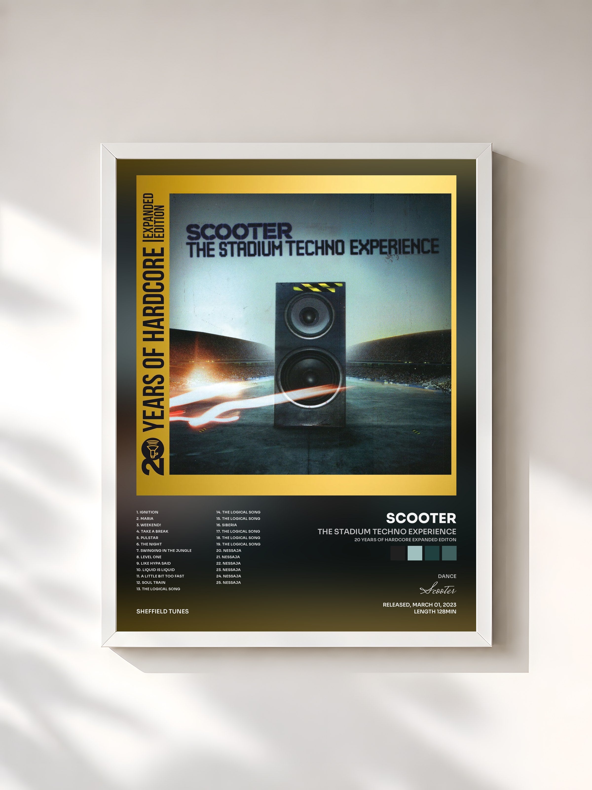#blanc Tableau de l'album The Stadium Techno Experience (20 Years of Hardcore Expanded Editon) de Scooter, cadre blanc, imprimé et encadré en France
