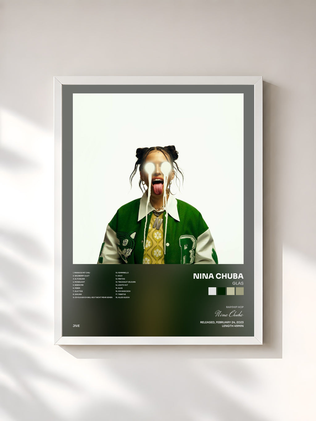 #blanc Tableau de l'album Glas de Nina Chuba, cadre blanc, imprimé et encadré en France