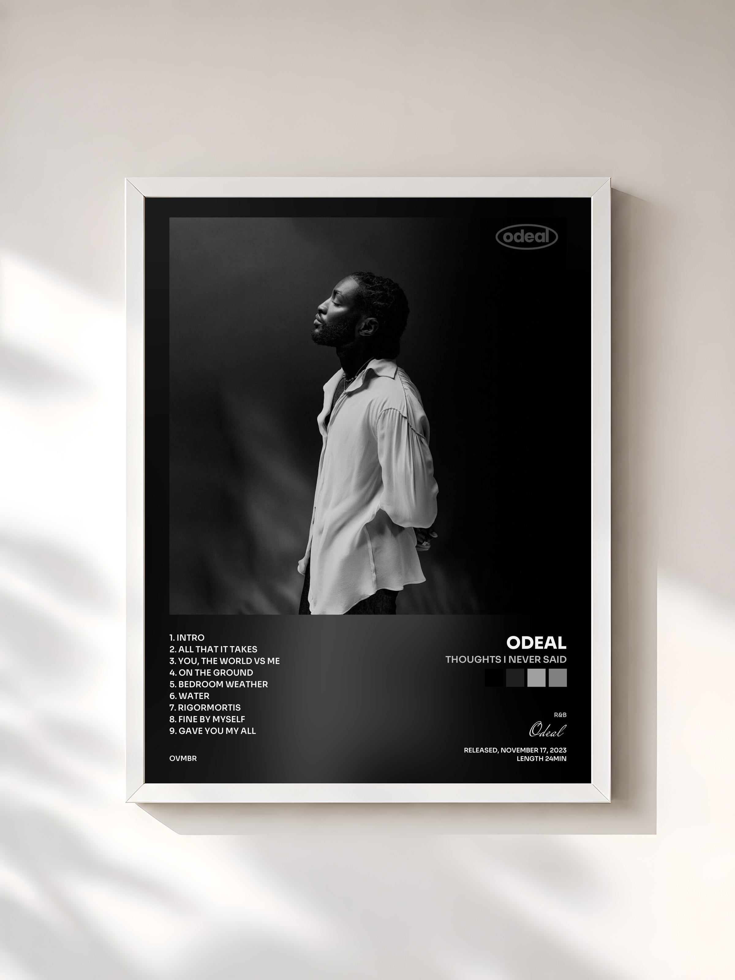 #blanc Tableau de l'album Thoughts I Never Said de Odeal, cadre blanc, imprimé et encadré en France