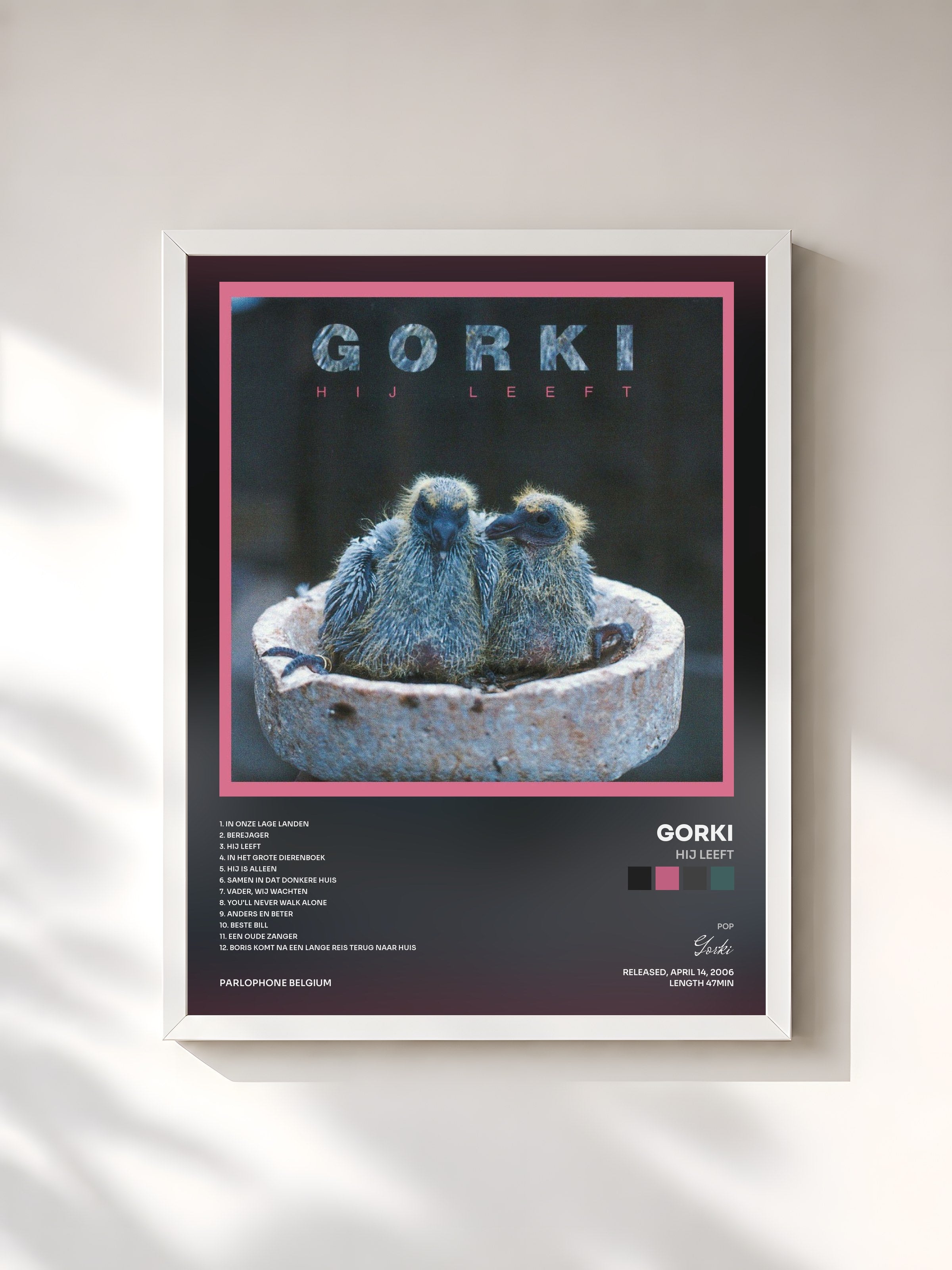 #blanc Tableau de l'album Hij Leeft de Gorki, cadre blanc, imprimé et encadré en France