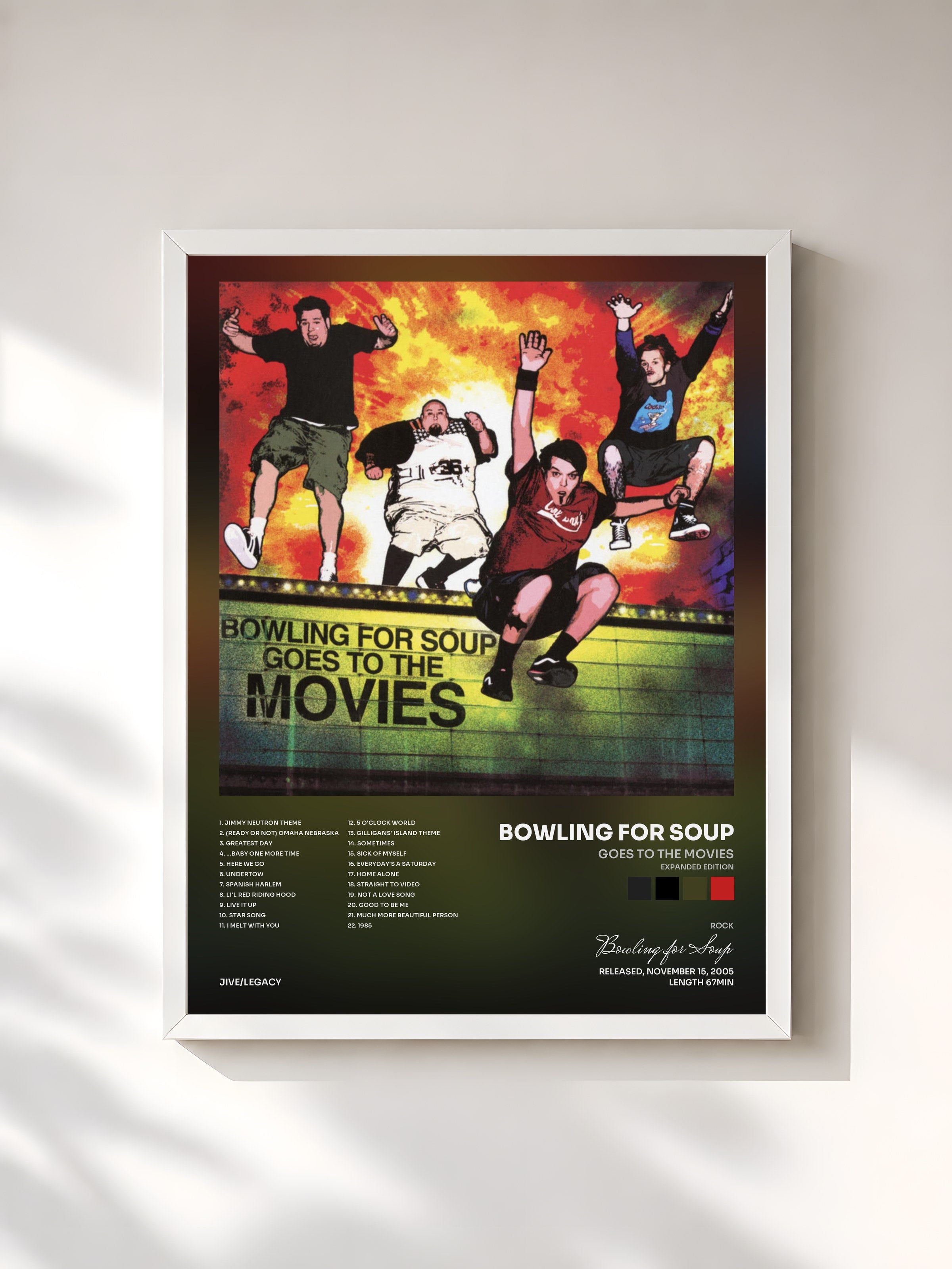 #blanc Tableau de l'album Goes to the Movies (Expanded Edition) de Bowling for Soup, cadre blanc, imprimé et encadré en France