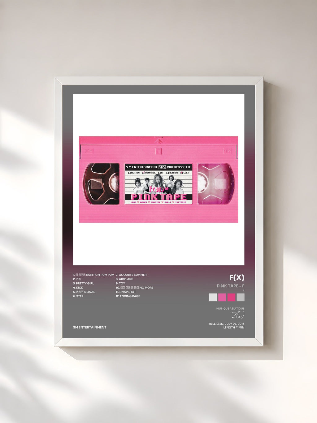 #blanc Tableau de l'album Pink Tape - f(x) The 2nd Album de F(x), cadre blanc, imprimé et encadré en France