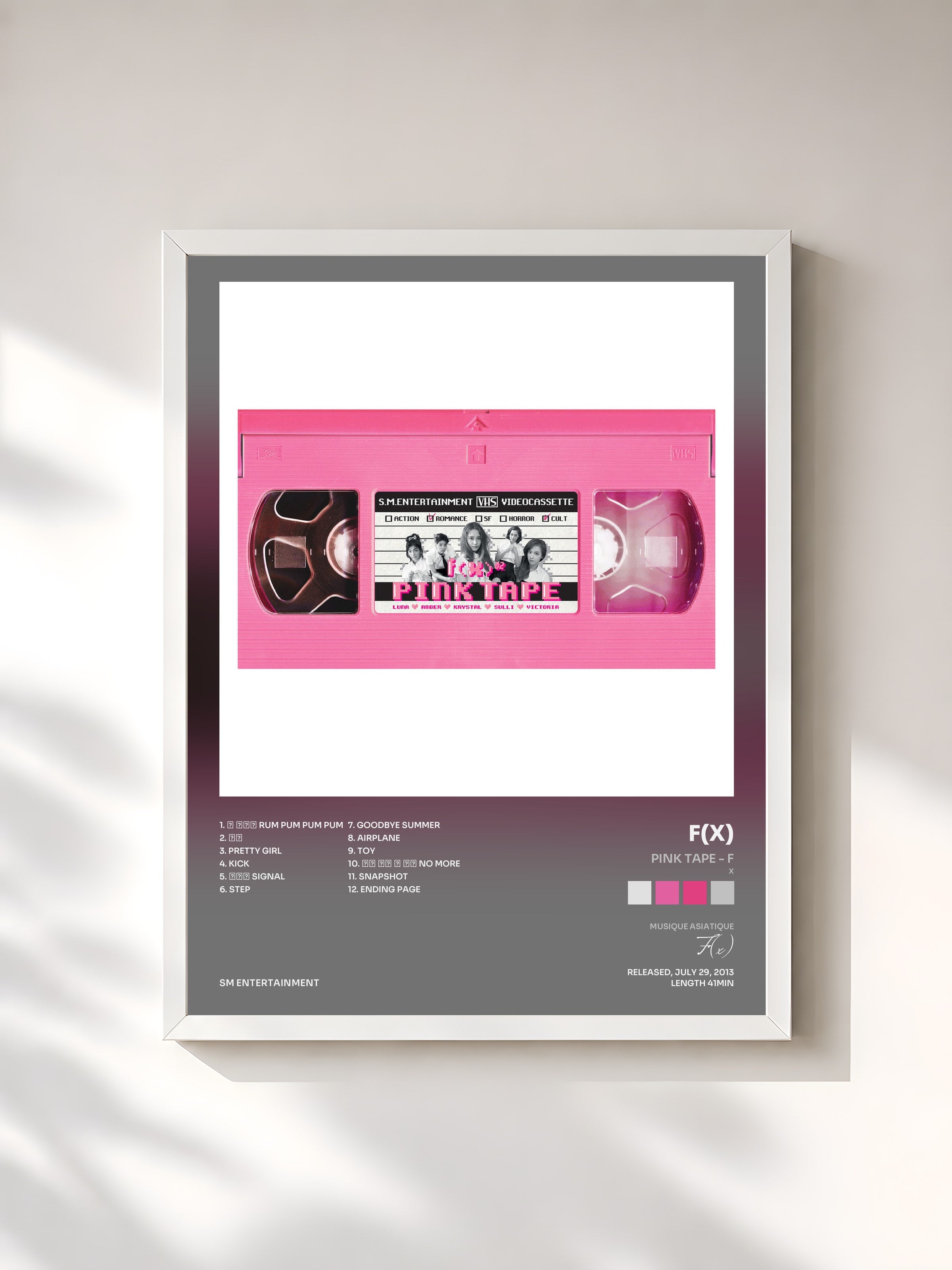 #blanc Tableau de l'album Pink Tape - f(x) The 2nd Album de F(x), cadre blanc, imprimé et encadré en France