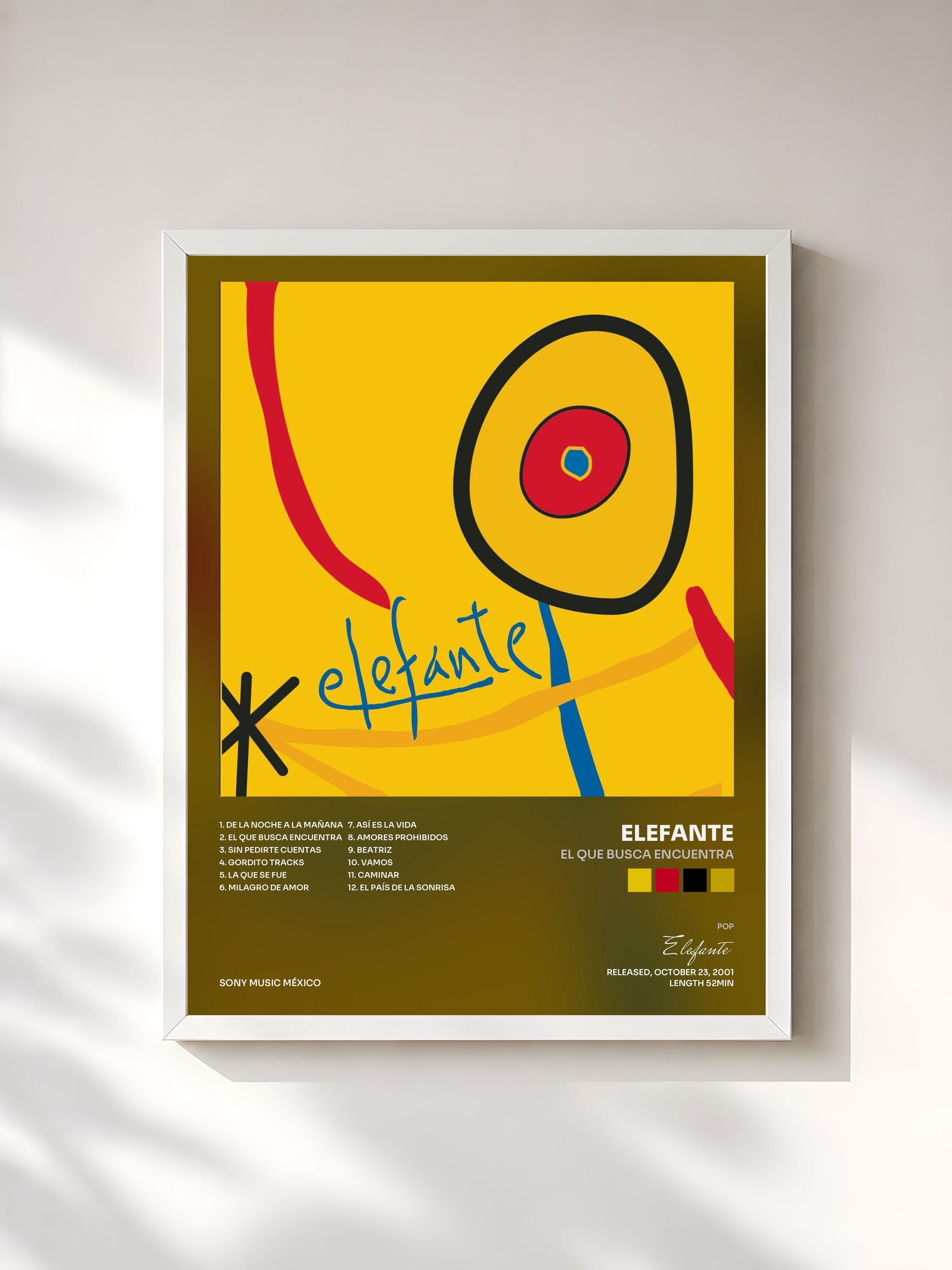 #blanc Tableau de l'album El Que Busca Encuentra de Elefante, cadre blanc, imprimé et encadré en France