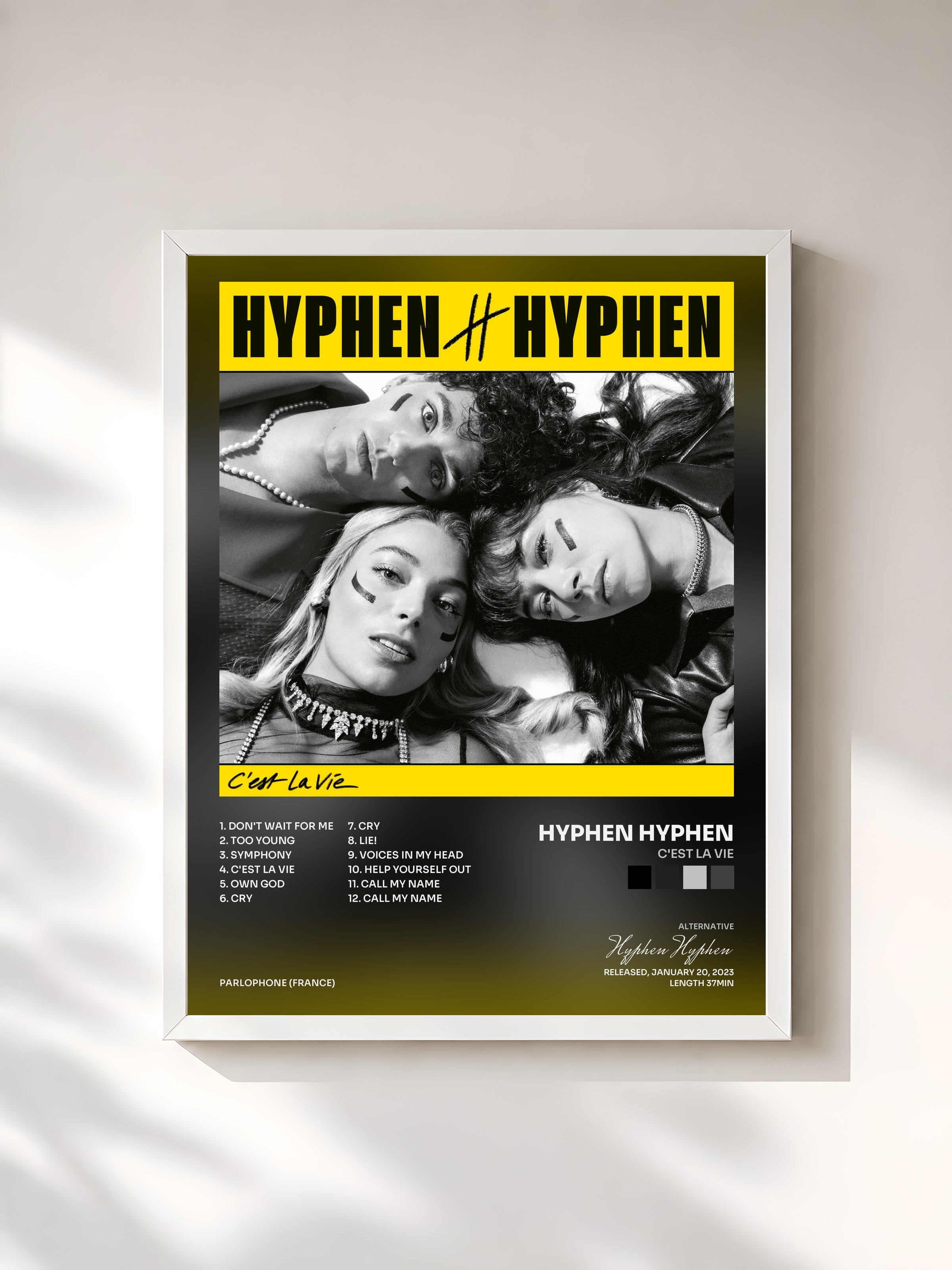 #blanc Tableau de l'album C'est La vie de Hyphen Hyphen, cadre blanc, imprimé et encadré en France