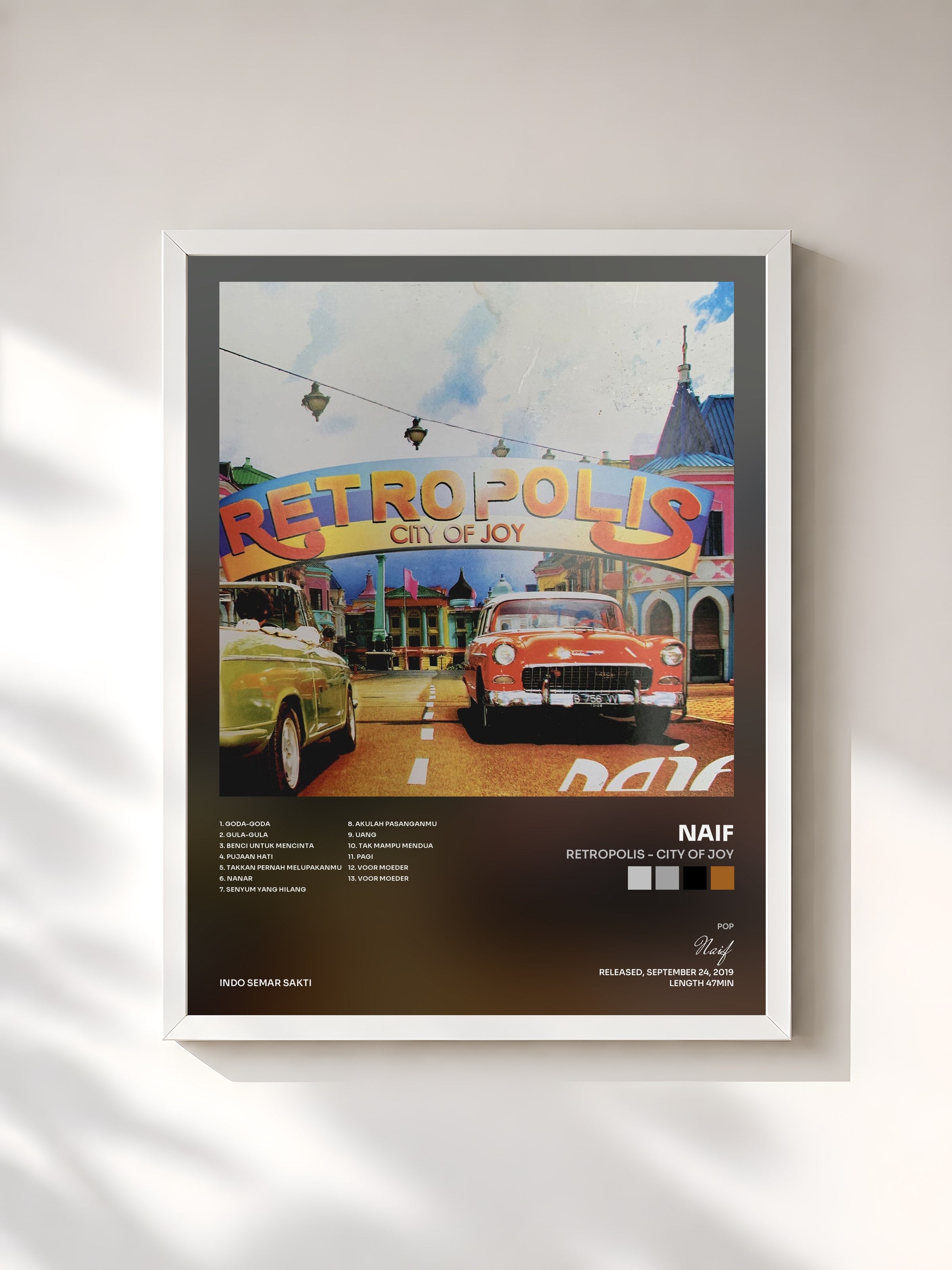 #blanc Tableau de l'album Retropolis - City Of Joy de Naif, cadre blanc, imprimé et encadré en France