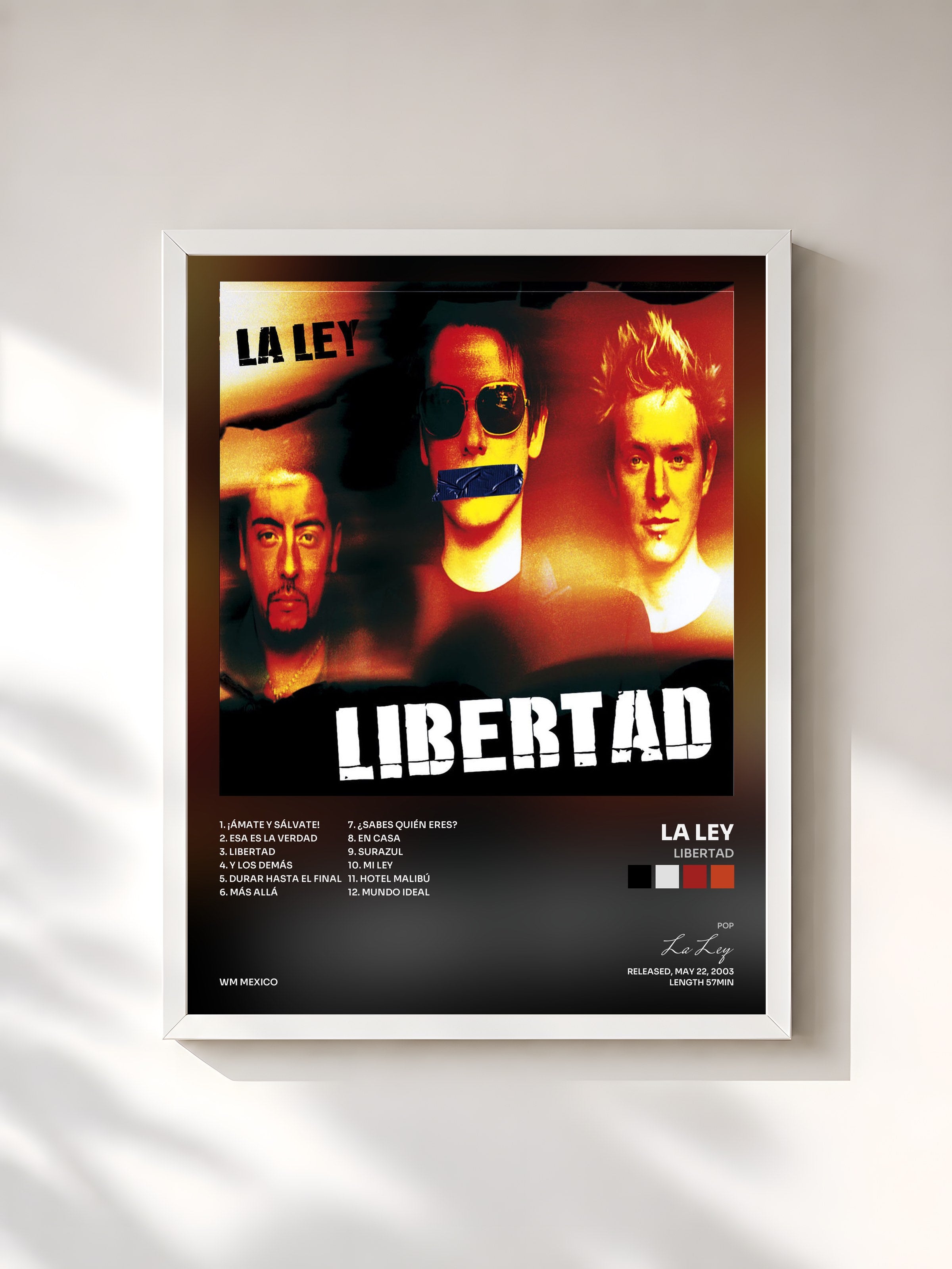 #blanc Tableau de l'album Libertad de La Ley, cadre blanc, imprimé et encadré en France