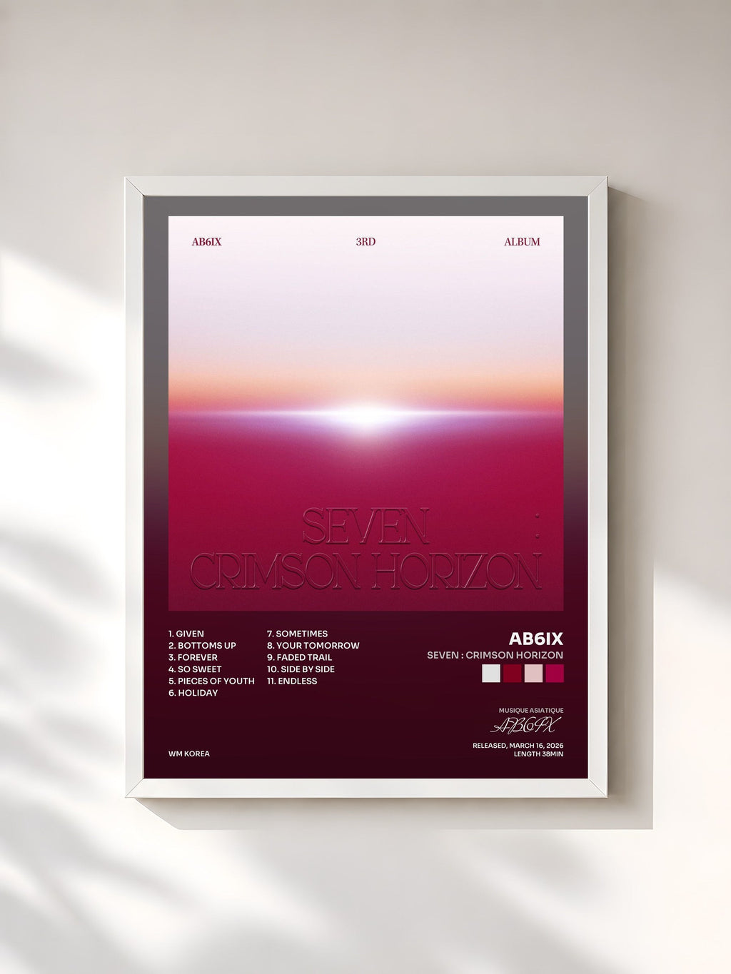 #blanc SEVEN : CRIMSON HORIZON by AB6IX as a framed art print, white frame, printed and framed in France