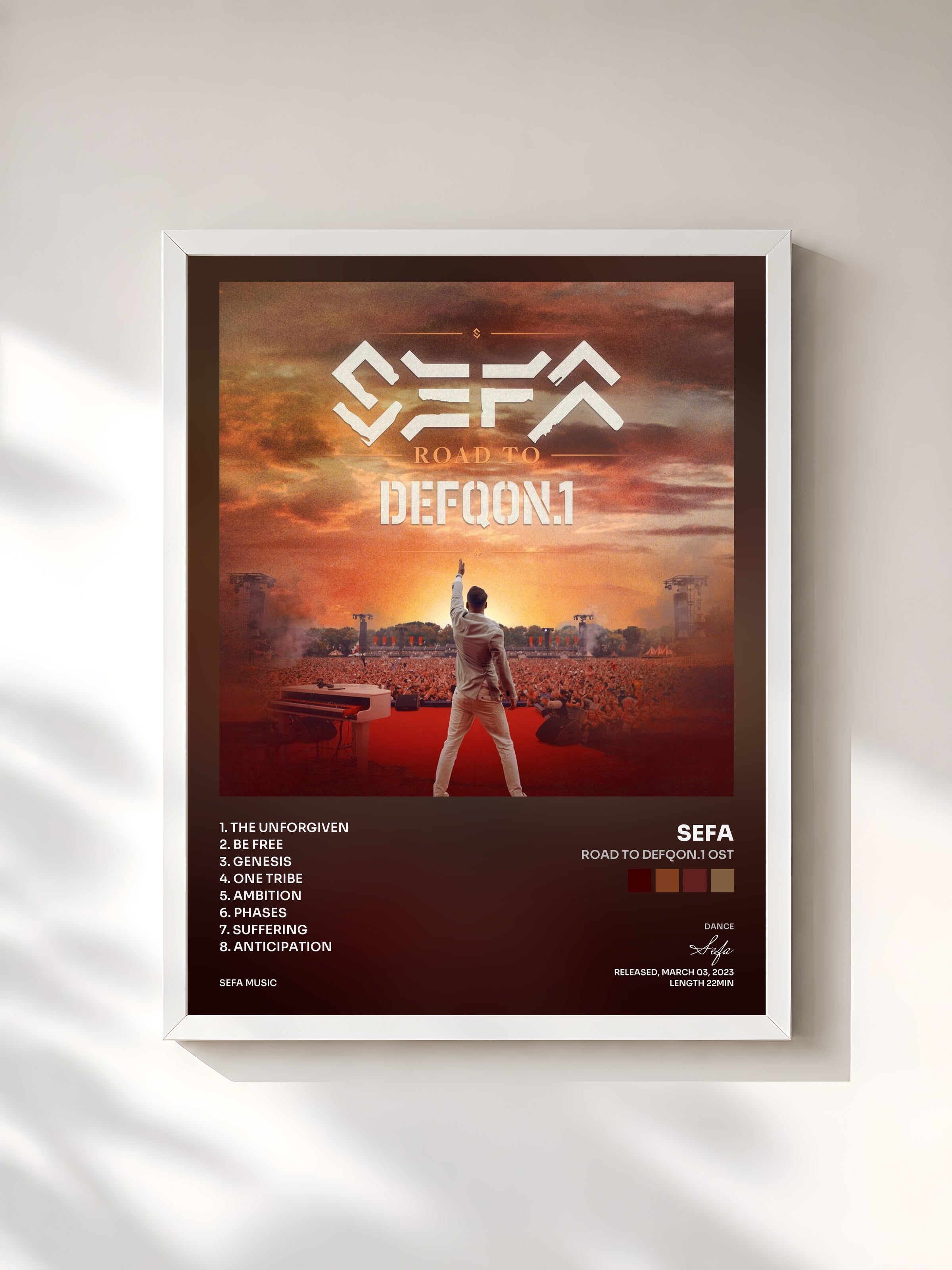 #blanc Tableau de l'album Road To Defqon.1 OST de Sefa, cadre blanc, imprimé et encadré en France