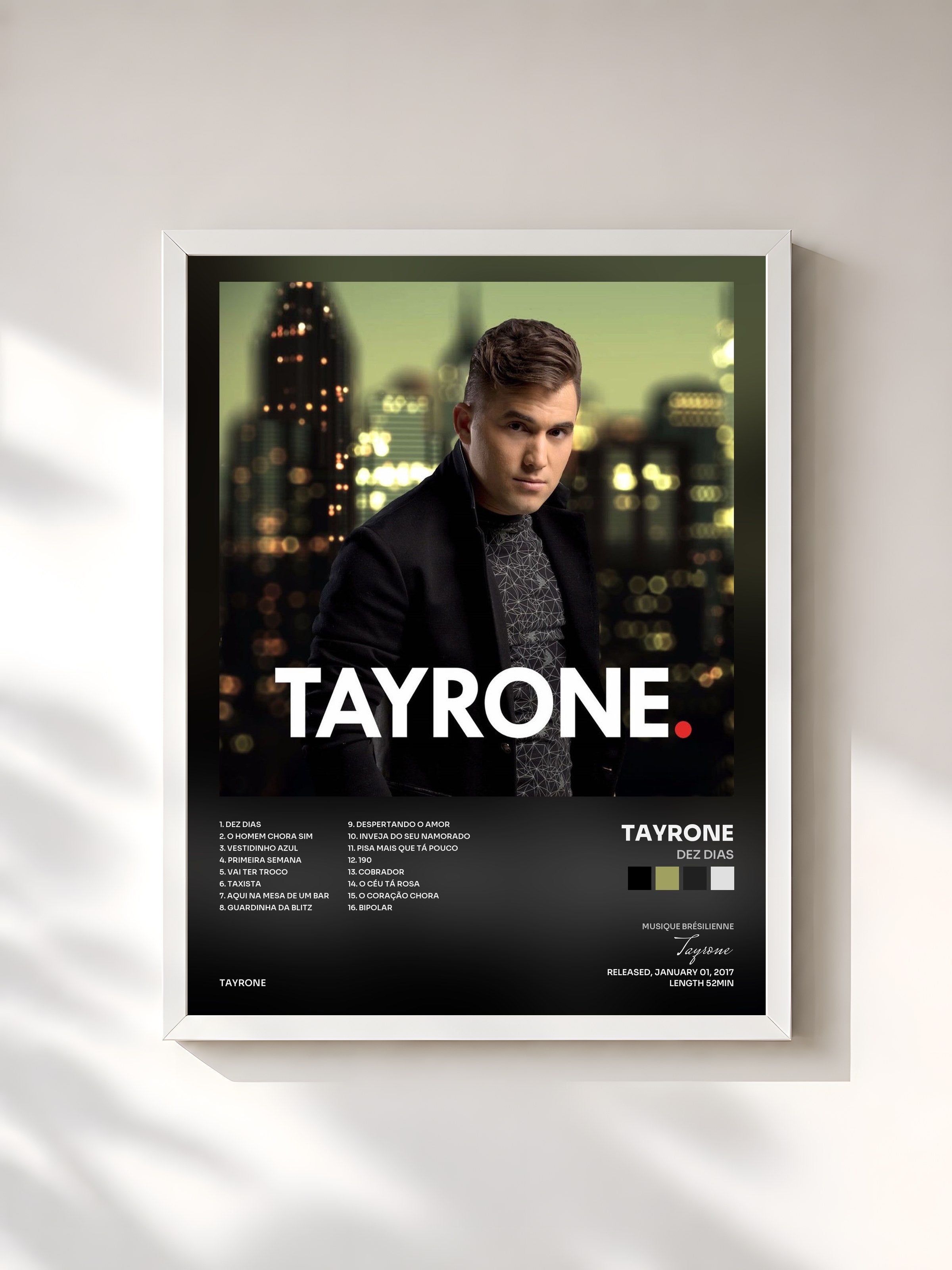 #blanc Tableau de l'album Dez Dias de Tayrone, cadre blanc, imprimé et encadré en France