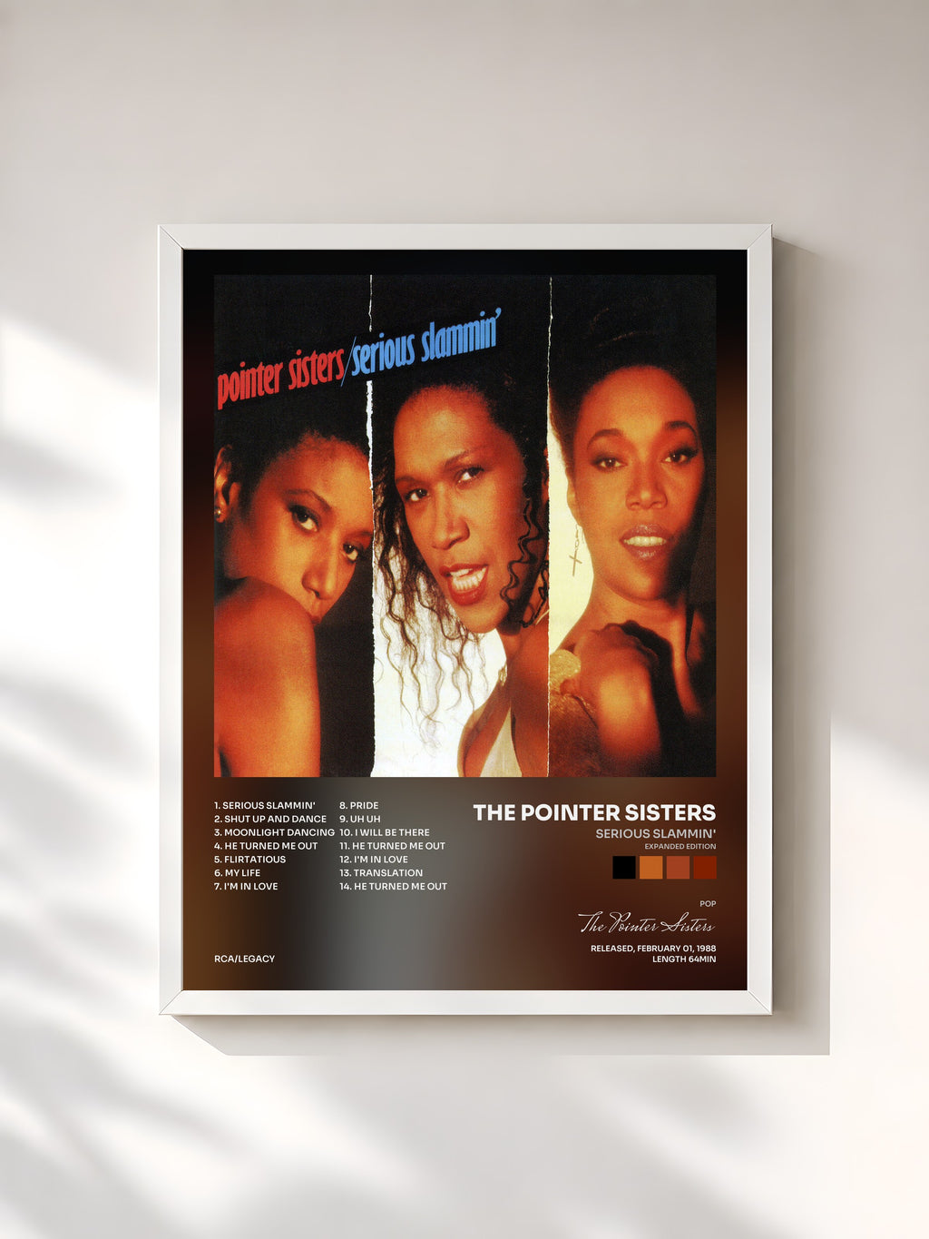 #blanc Serious Slammin' (Expanded Edition) by The Pointer Sisters as a framed art print, white frame, printed and framed in France