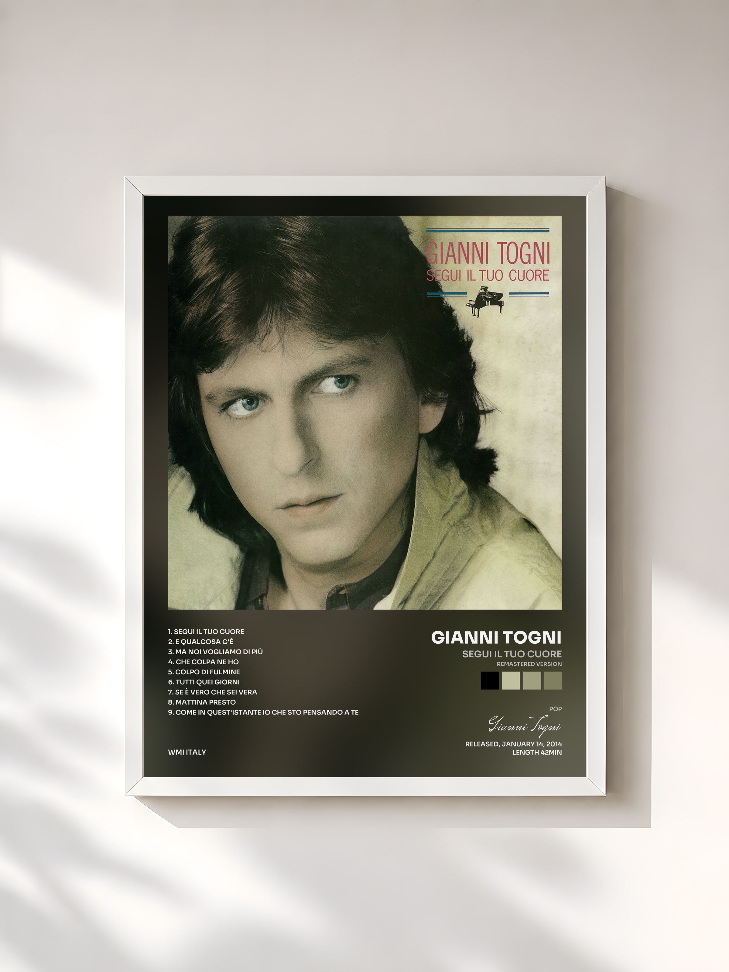 #blanc Tableau de l'album Segui il tuo cuore (Remastered Version) de Gianni Togni, cadre blanc, imprimé et encadré en France
