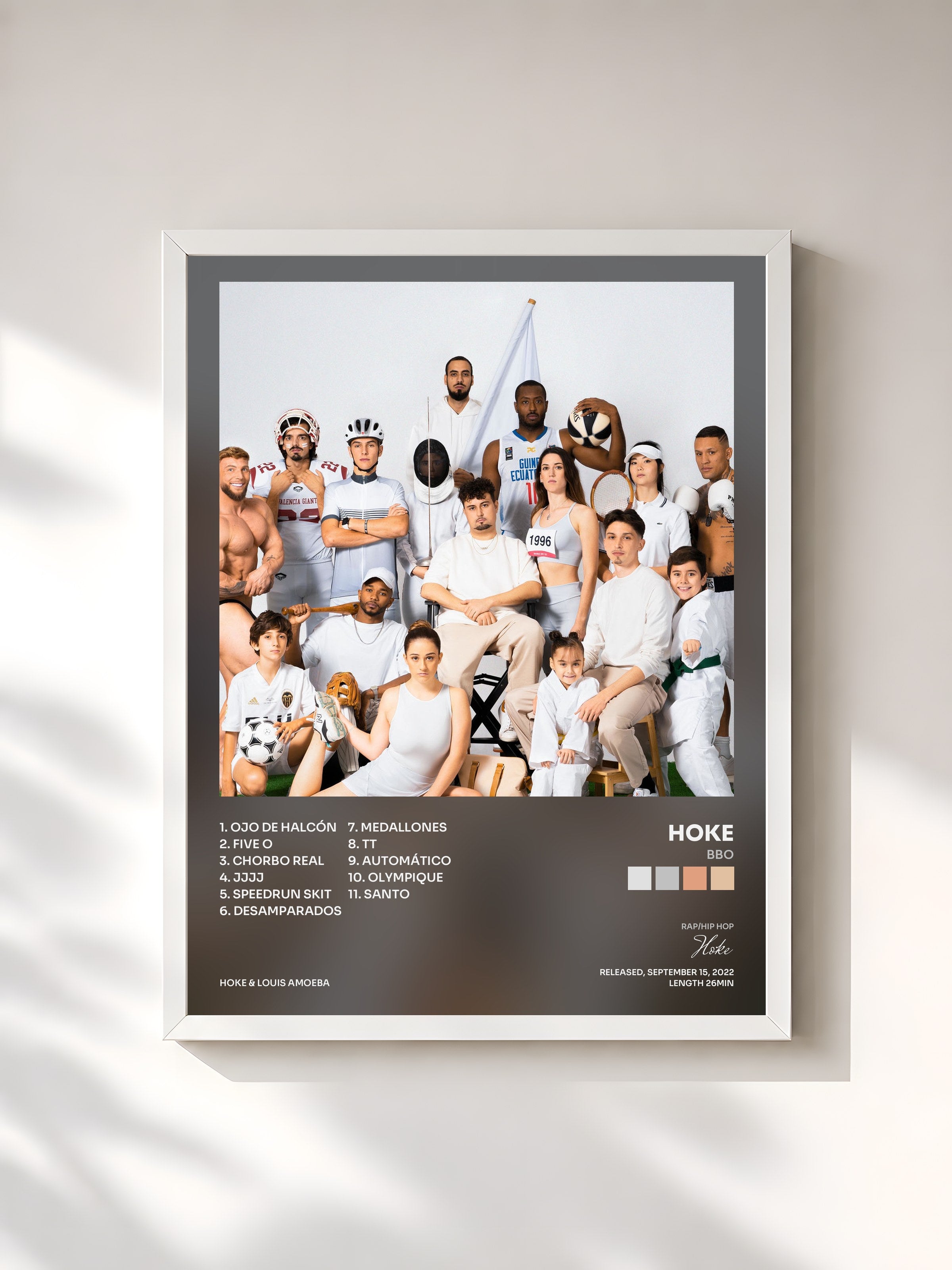#blanc Tableau de l'album BBO de Hoke, cadre blanc, imprimé et encadré en France