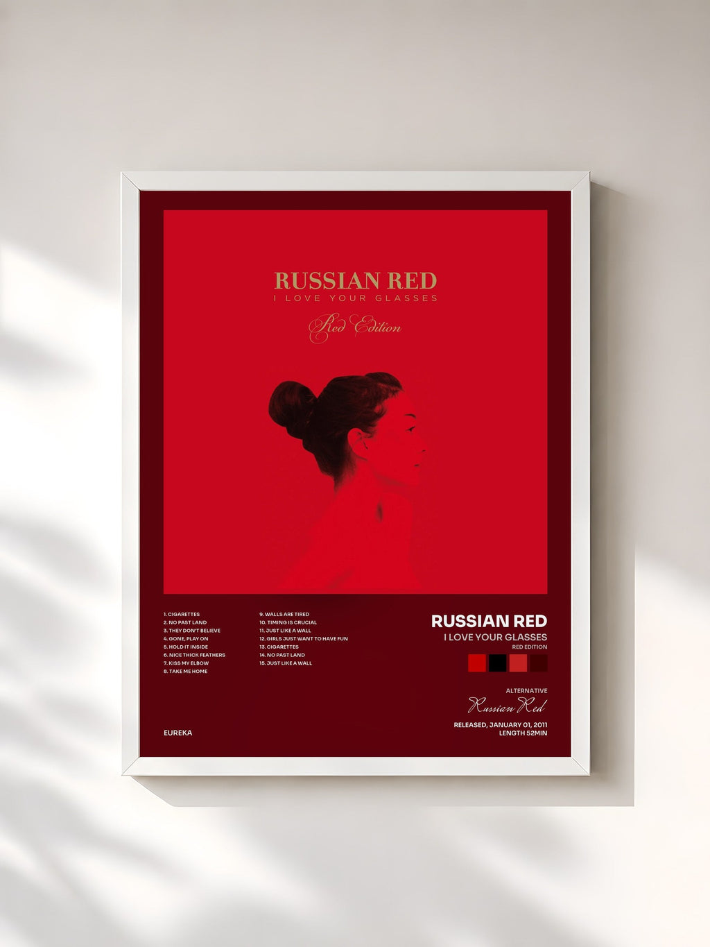 #blanc I Love Your Glasses (Red Edition) de Russian Red en lámina enmarcada, marco blanco, impresa y enmarcada en Francia