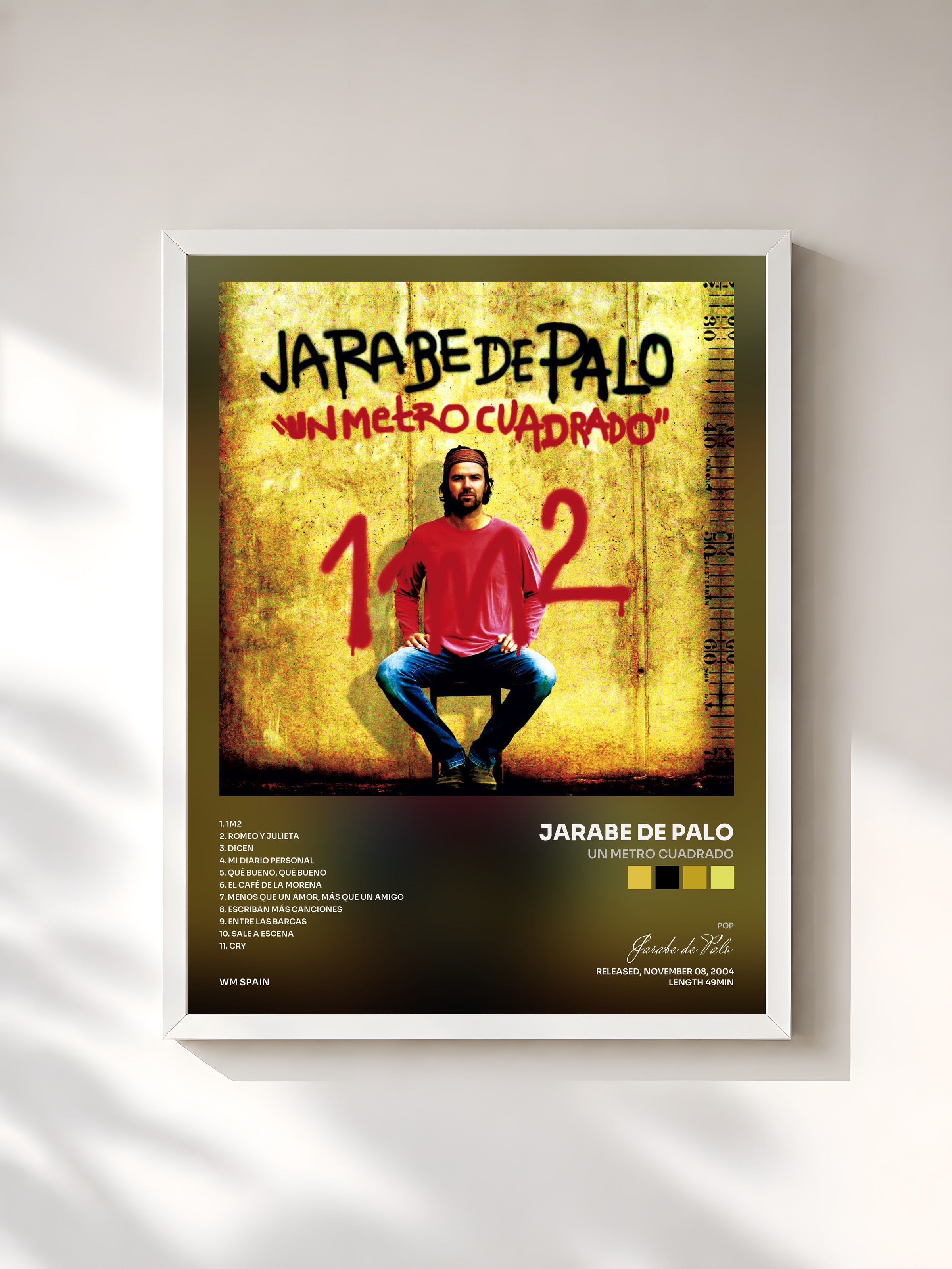 #blanc Tableau de l'album Un metro cuadrado de Jarabe de Palo, cadre blanc, imprimé et encadré en France