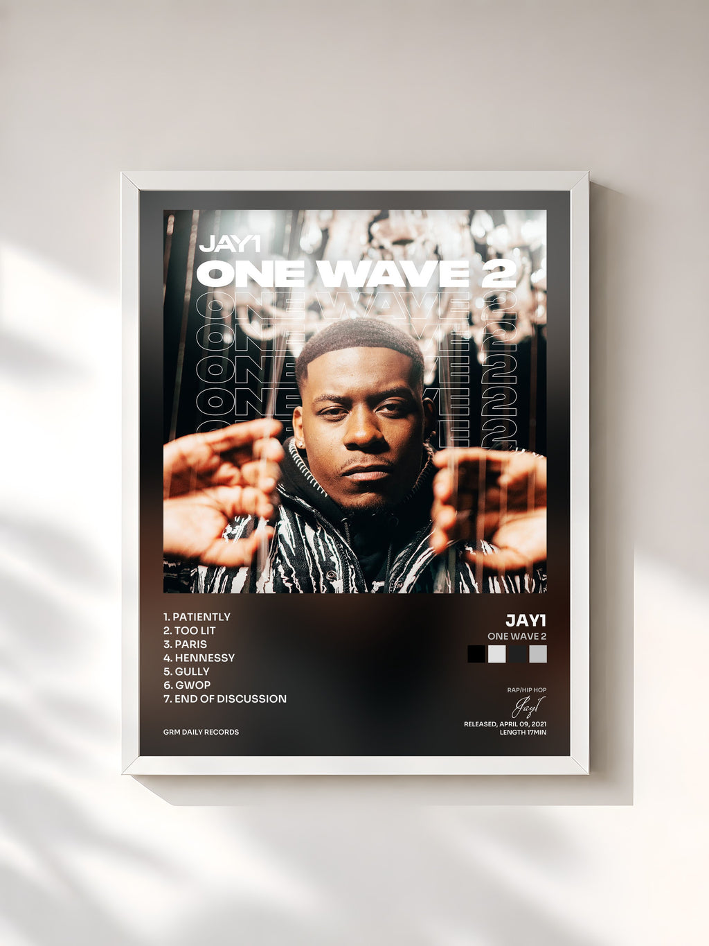 #blanc Tableau de l'album One Wave 2 de Jay1, cadre blanc, imprimé et encadré en France