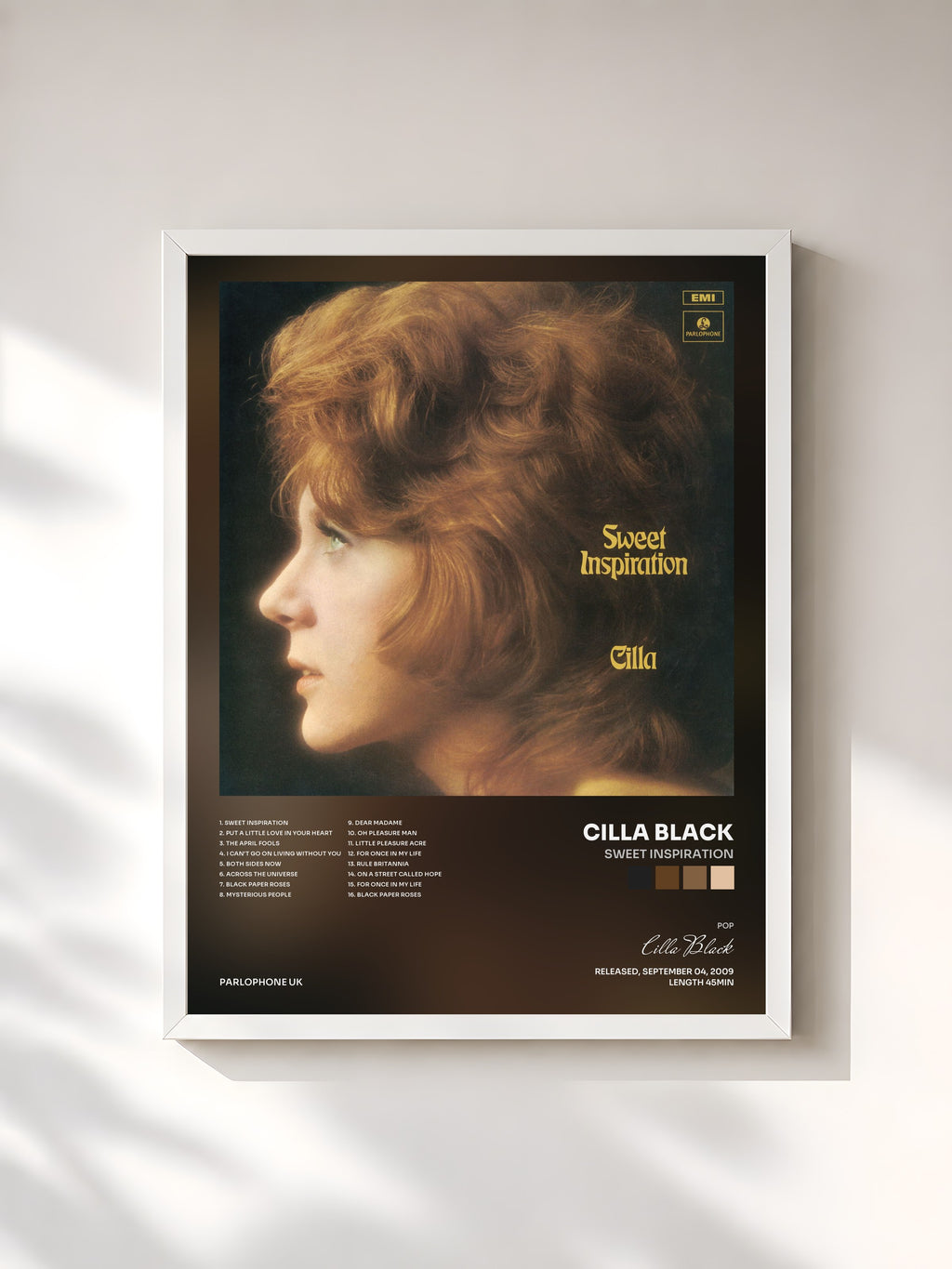 #blanc Sweet Inspiration by Cilla Black as a framed art print, white frame, printed and framed in France