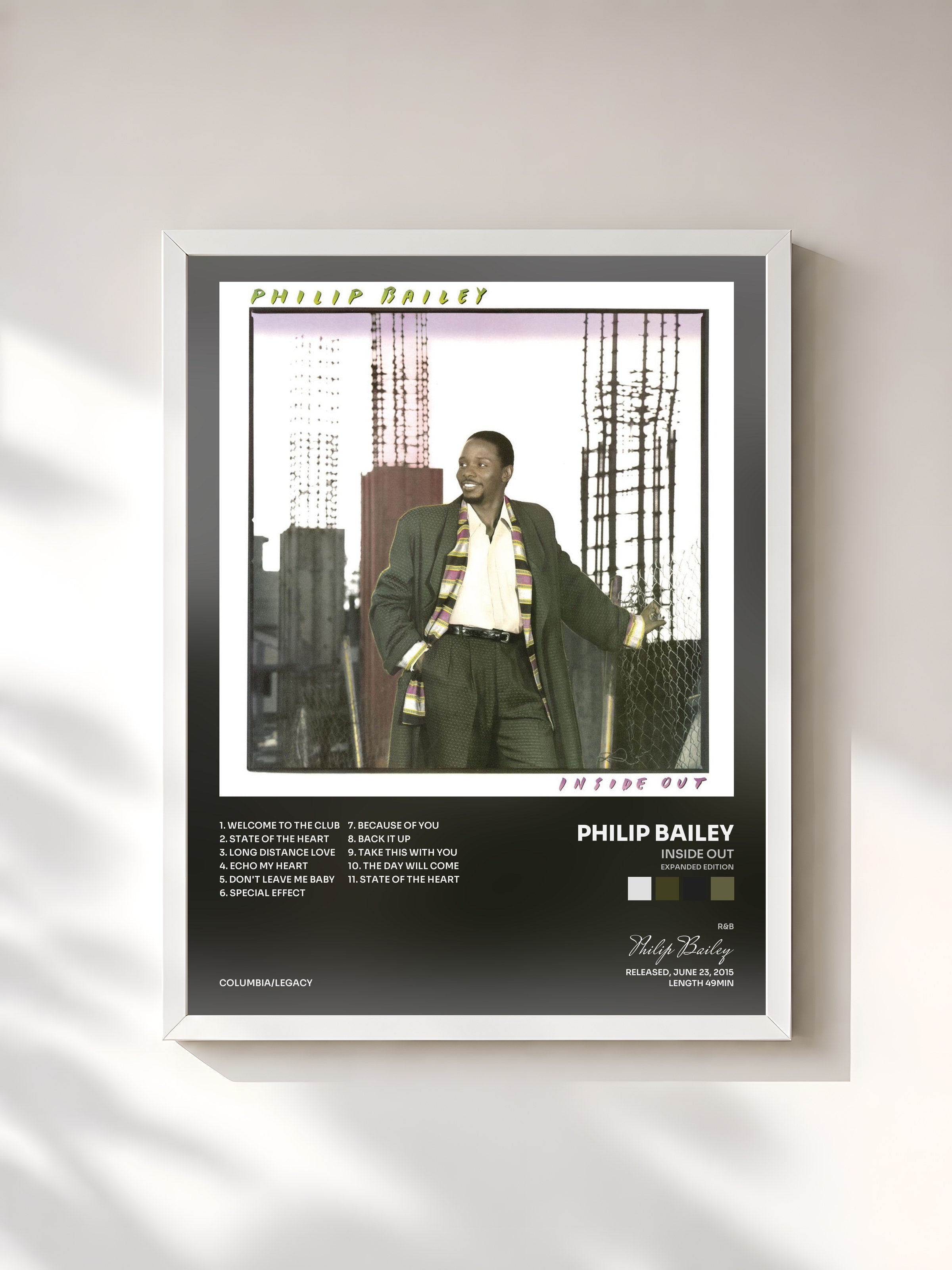 #blanc Tableau de l'album Inside Out (Expanded Edition) de Philip Bailey, cadre blanc, imprimé et encadré en France