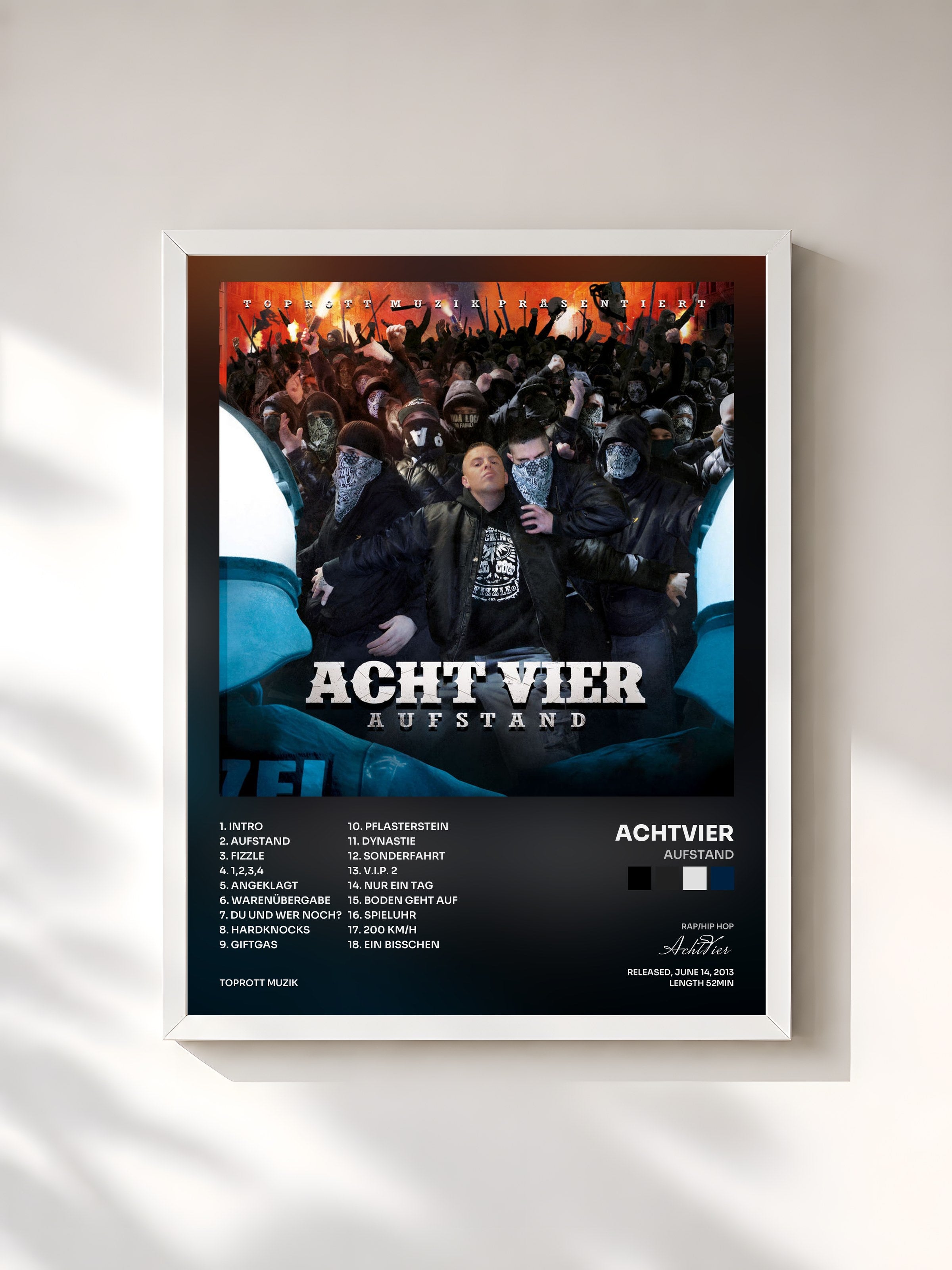 #blanc Tableau de l'album Aufstand de AchtVier, cadre blanc, imprimé et encadré en France