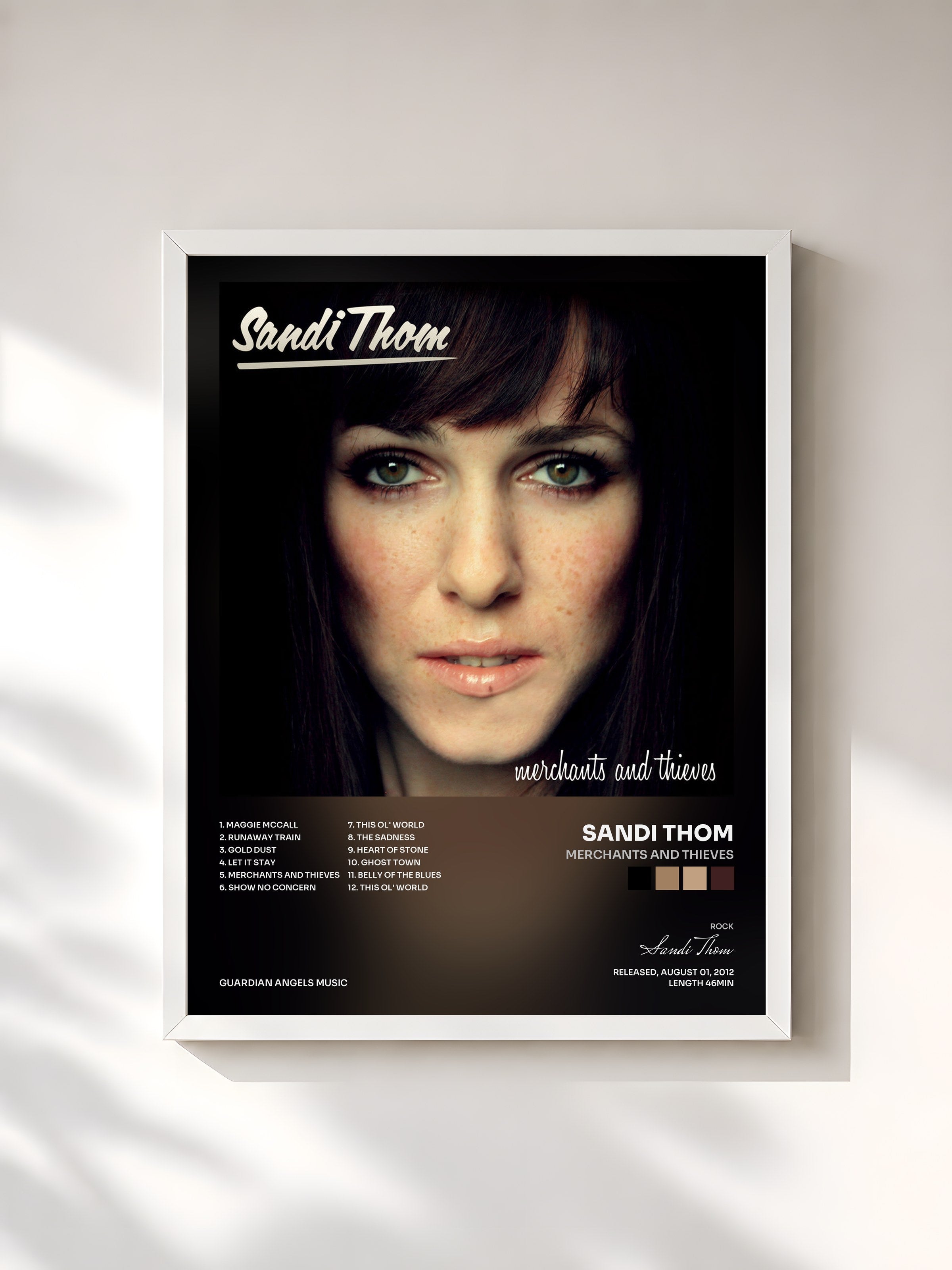 #blanc Tableau de l'album Merchants and Thieves de Sandi Thom, cadre blanc, imprimé et encadré en France
