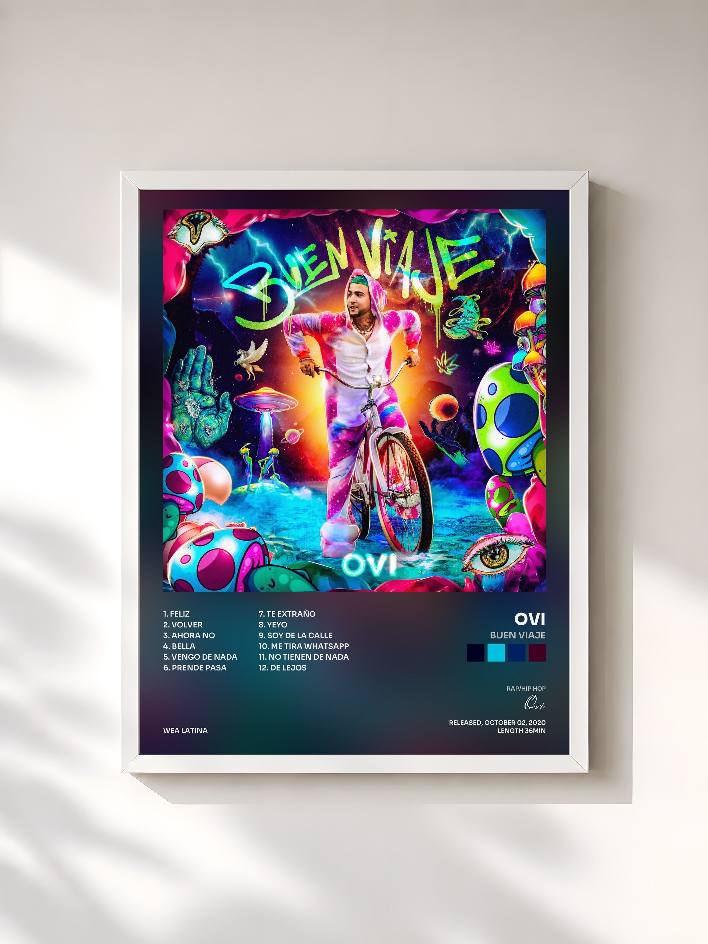 #blanc Tableau de l'album Buen Viaje de Ovi, cadre blanc, imprimé et encadré en France