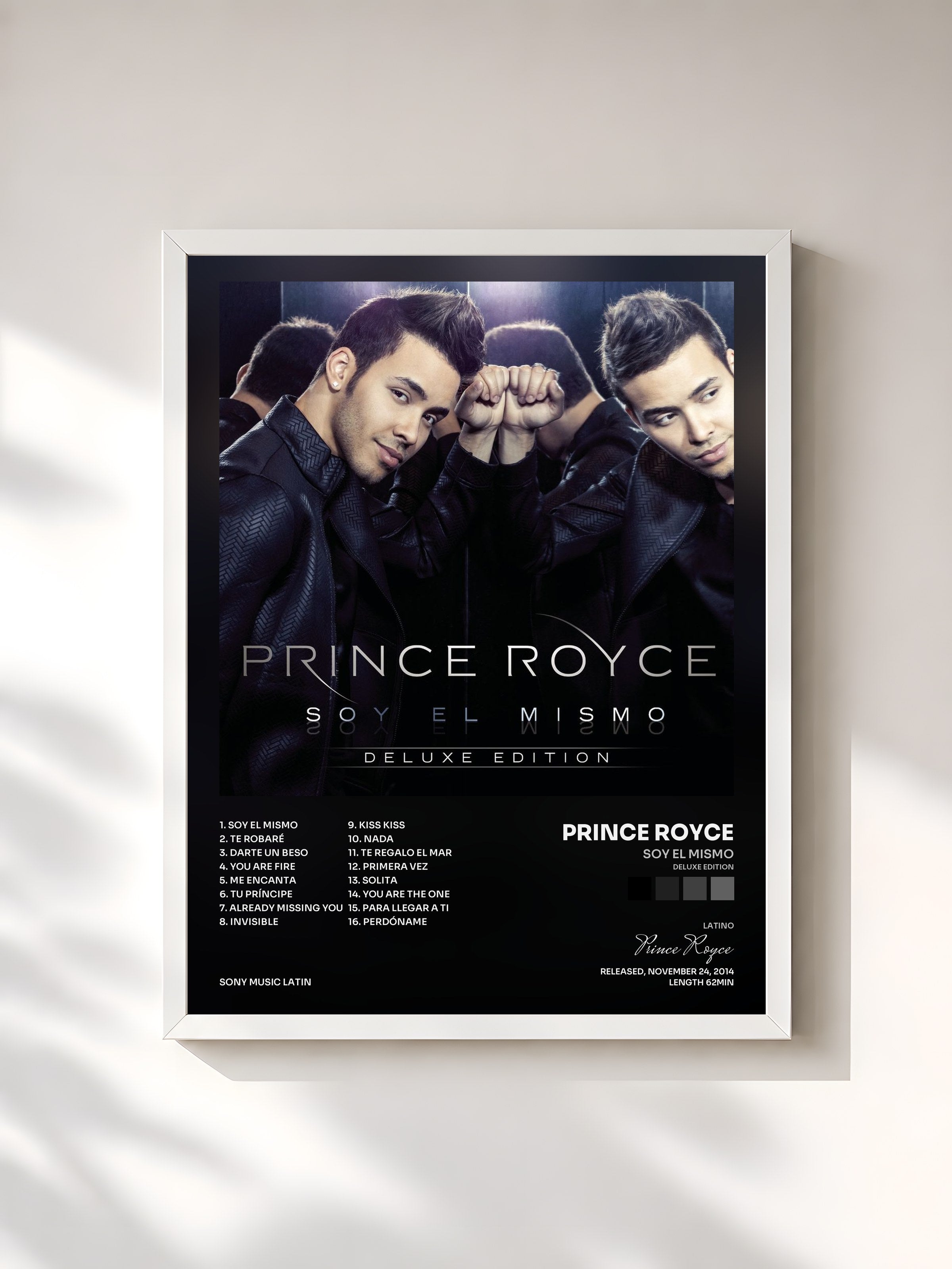 #blanc Tableau de l'album Soy El Mismo (Deluxe Edition) de Prince Royce, cadre blanc, imprimé et encadré en France