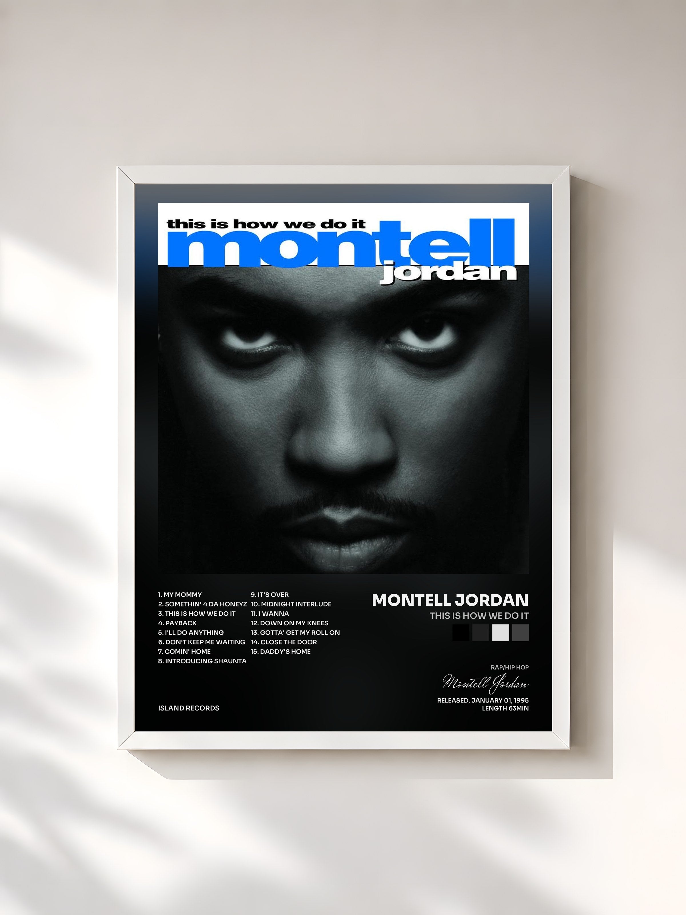 #blanc Tableau de l'album This Is How We Do It de Montell Jordan, cadre blanc, imprimé et encadré en France