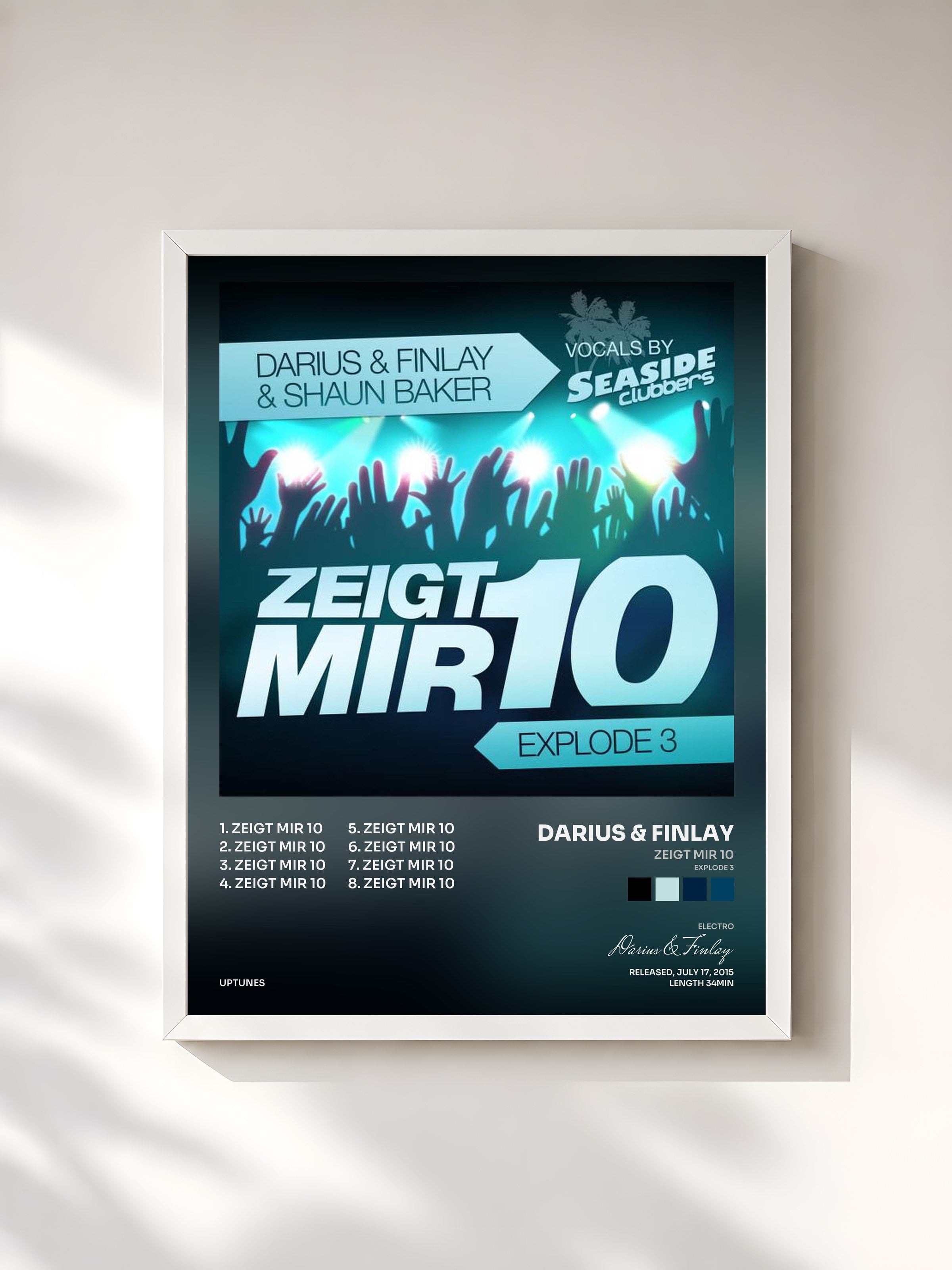 #blanc Tableau de l'album Zeigt Mir 10 (Explode 3) de Darius & Finlay, cadre blanc, imprimé et encadré en France