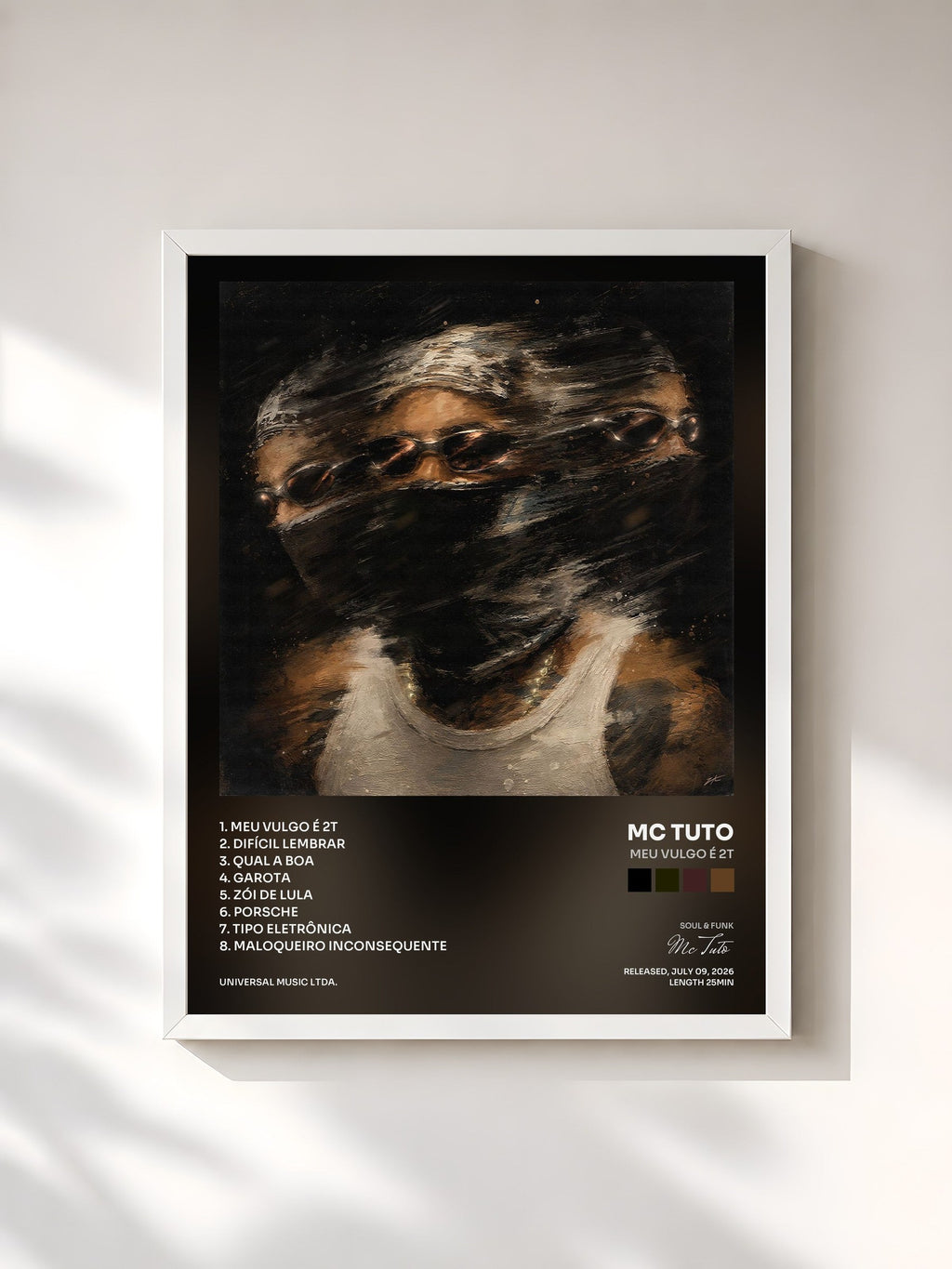 #blanc Tableau de l'album Meu vulgo é 2T de Mc Tuto, cadre blanc, imprimé et encadré en France