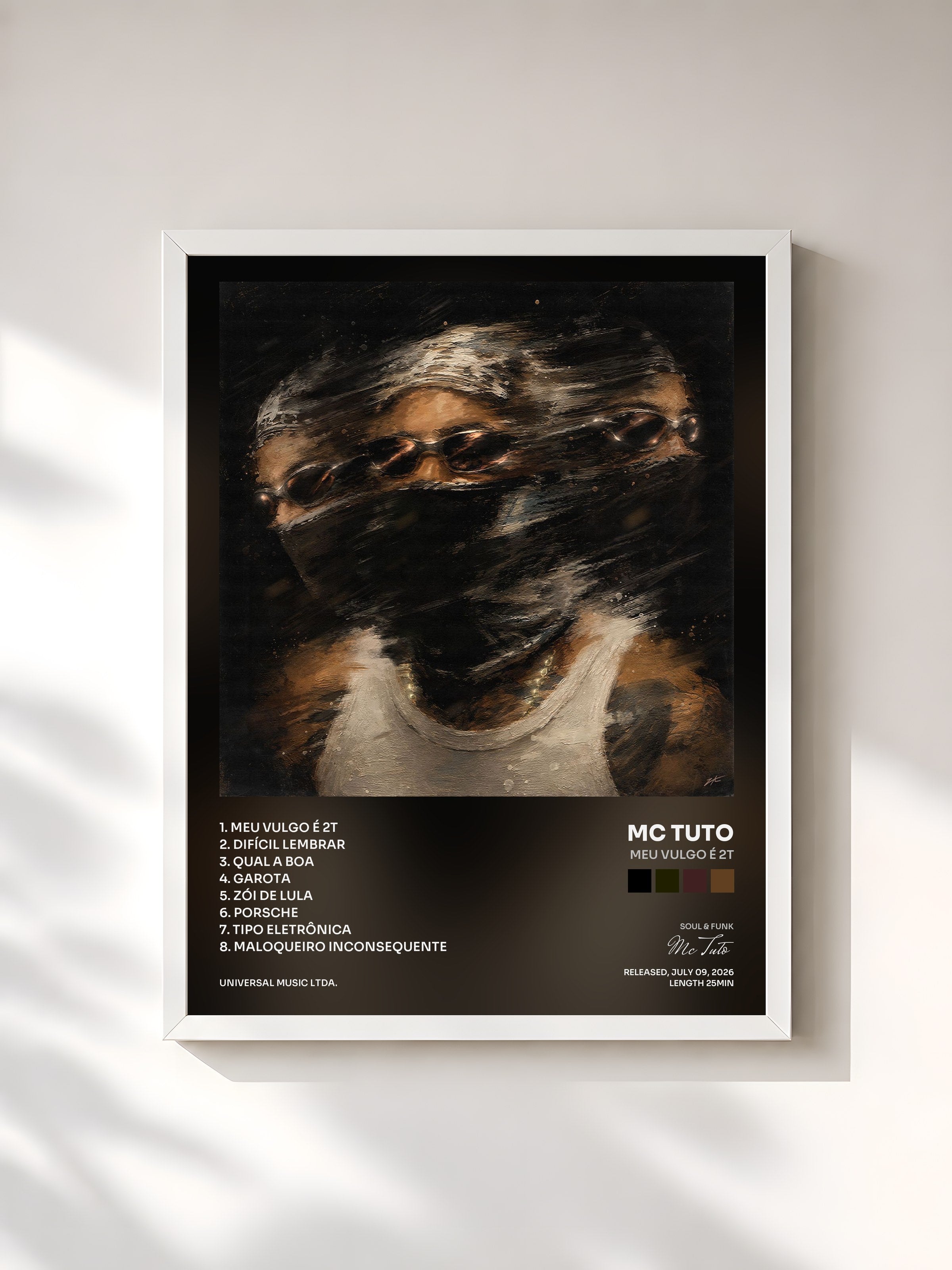 #blanc Tableau de l'album Meu vulgo é 2T de Mc Tuto, cadre blanc, imprimé et encadré en France