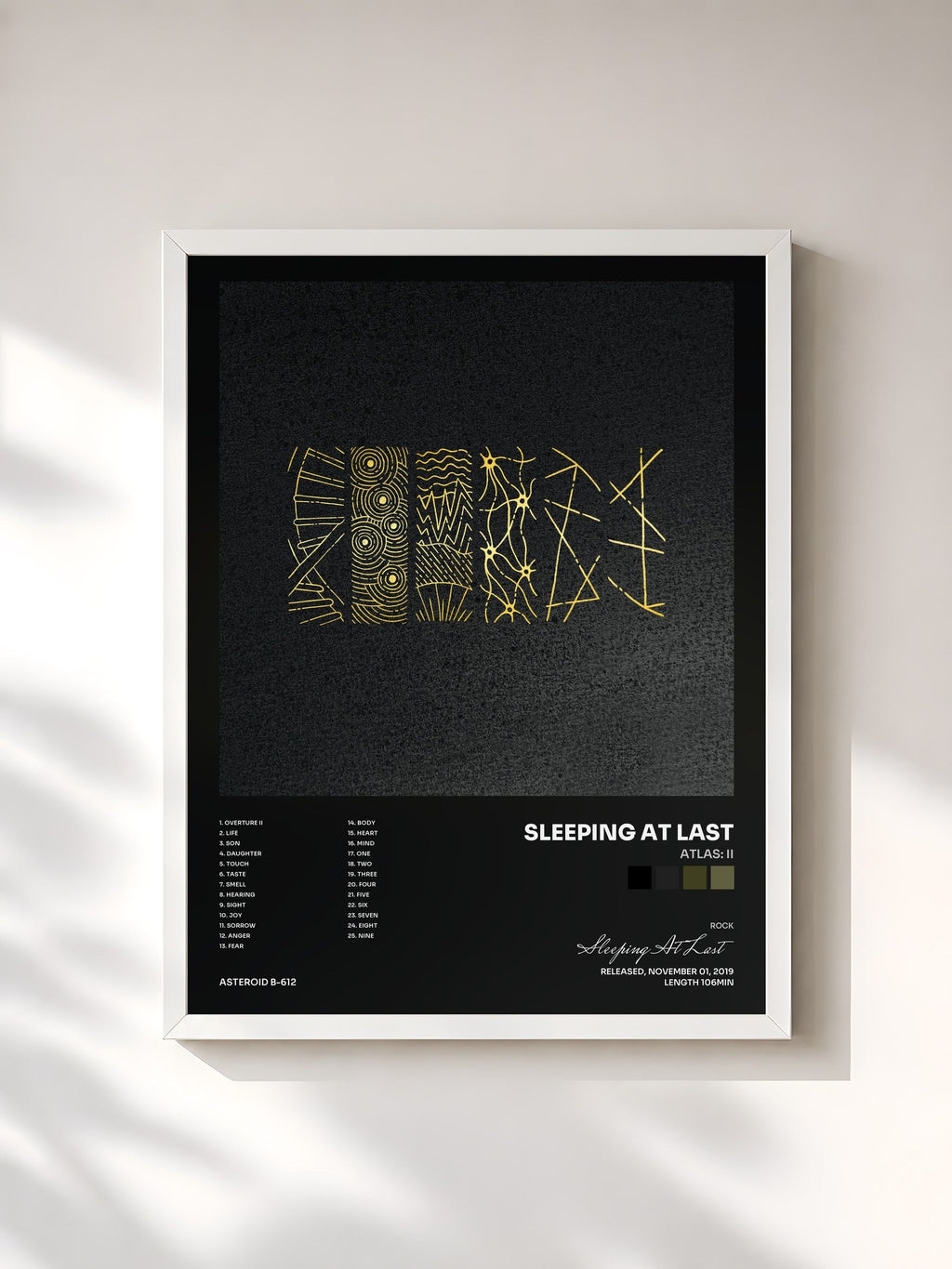 #blanc Atlas: II by Sleeping At Last as a framed art print, white frame, printed and framed in France