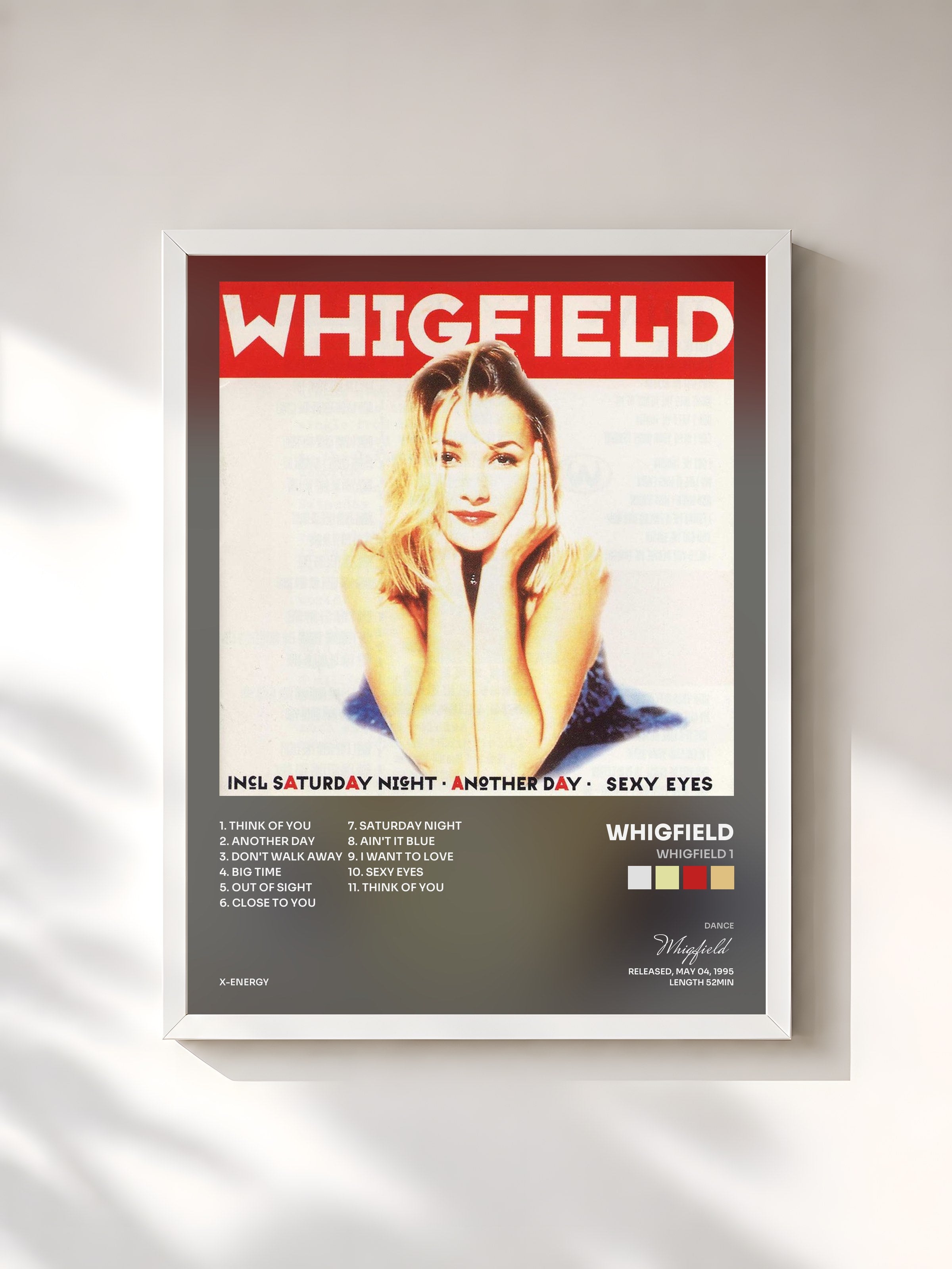 #blanc Tableau de l'album Whigfield 1 de Whigfield, cadre blanc, imprimé et encadré en France