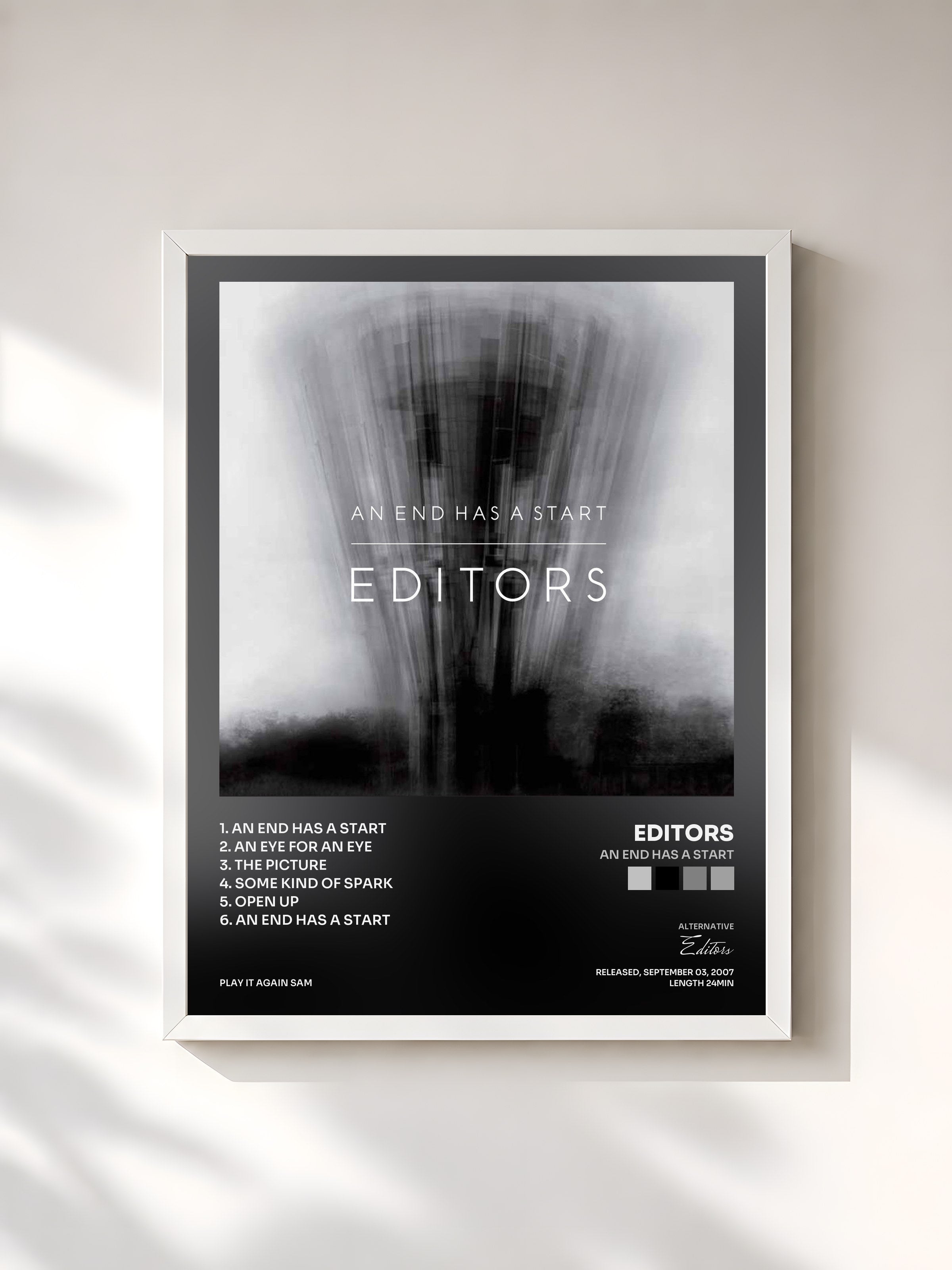#blanc Tableau de l'album An End Has A Start de Editors, cadre blanc, imprimé et encadré en France