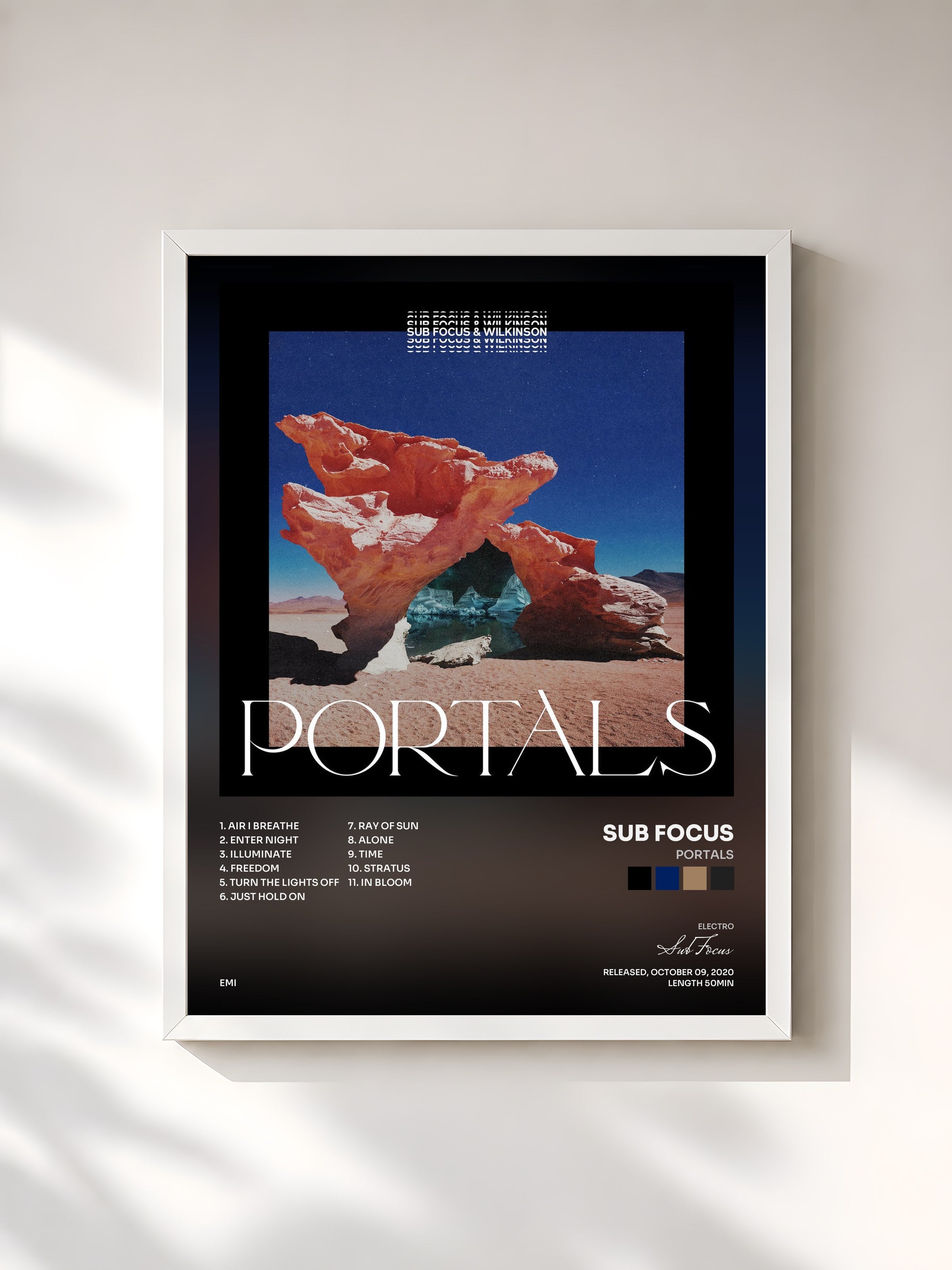 #blanc Tableau de l'album Portals de Sub Focus, cadre blanc, imprimé et encadré en France