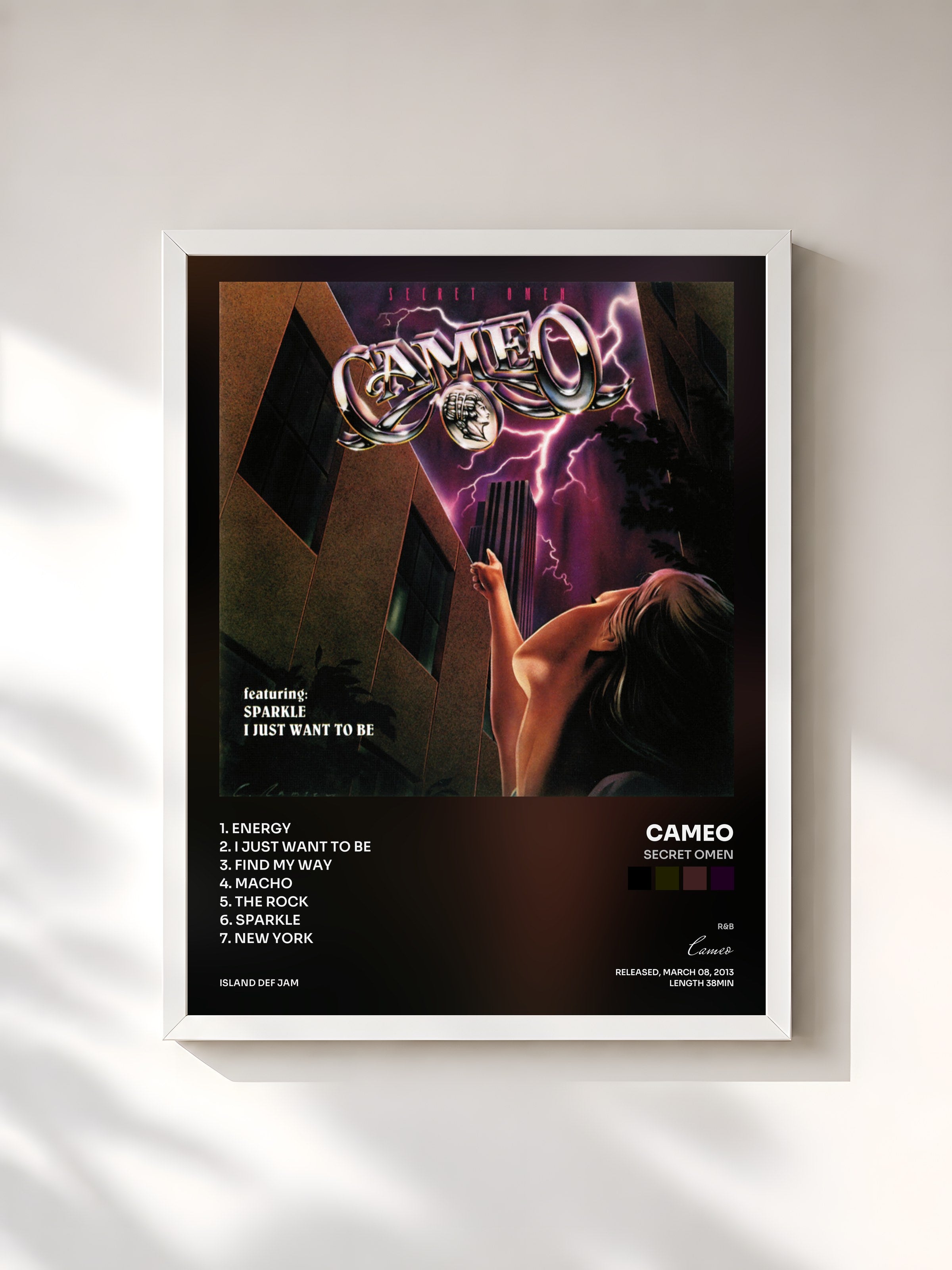 #blanc Tableau de l'album Secret Omen de Cameo, cadre blanc, imprimé et encadré en France