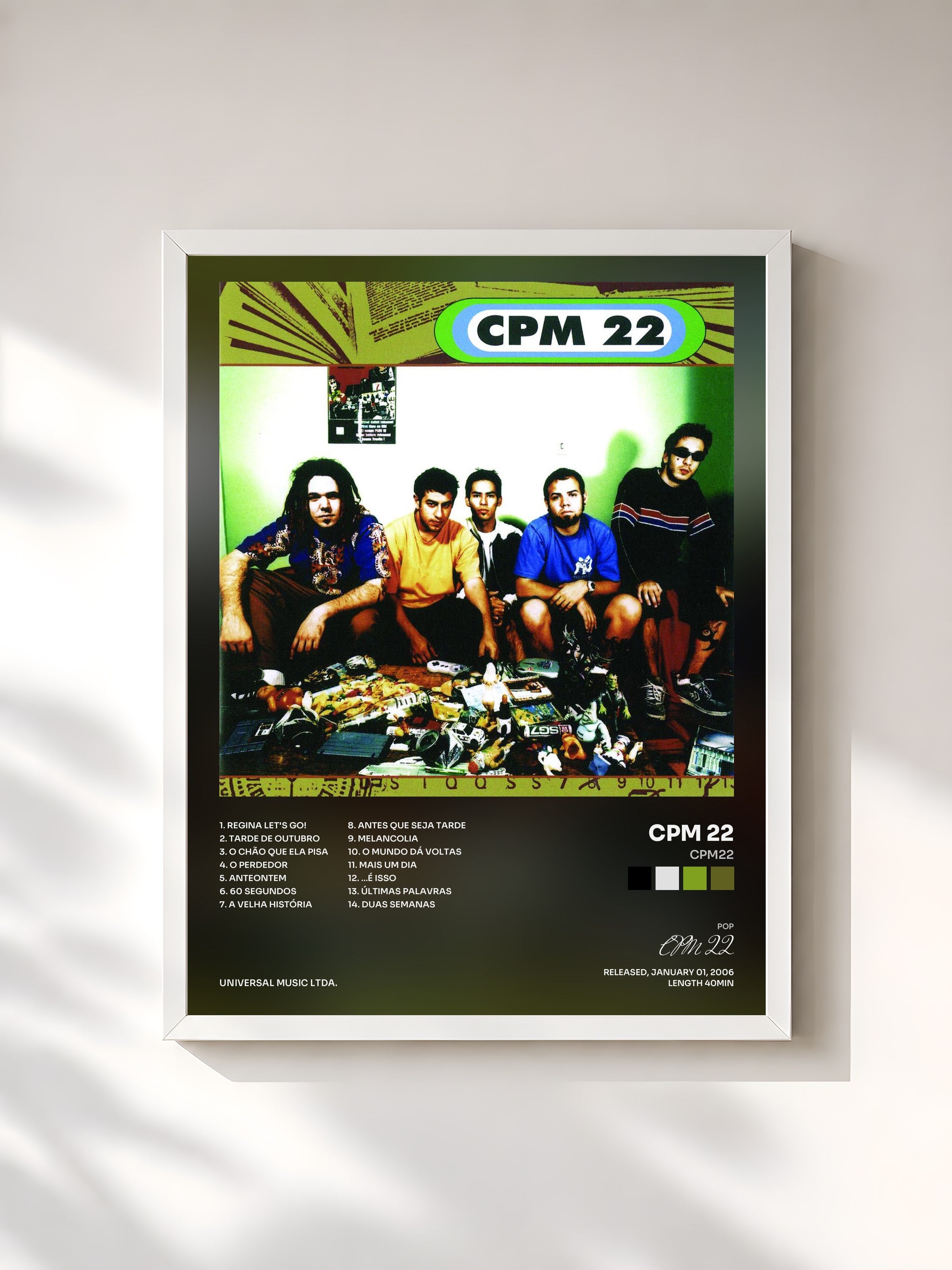 #blanc Tableau de l'album CPM22 de CPM 22, cadre blanc, imprimé et encadré en France