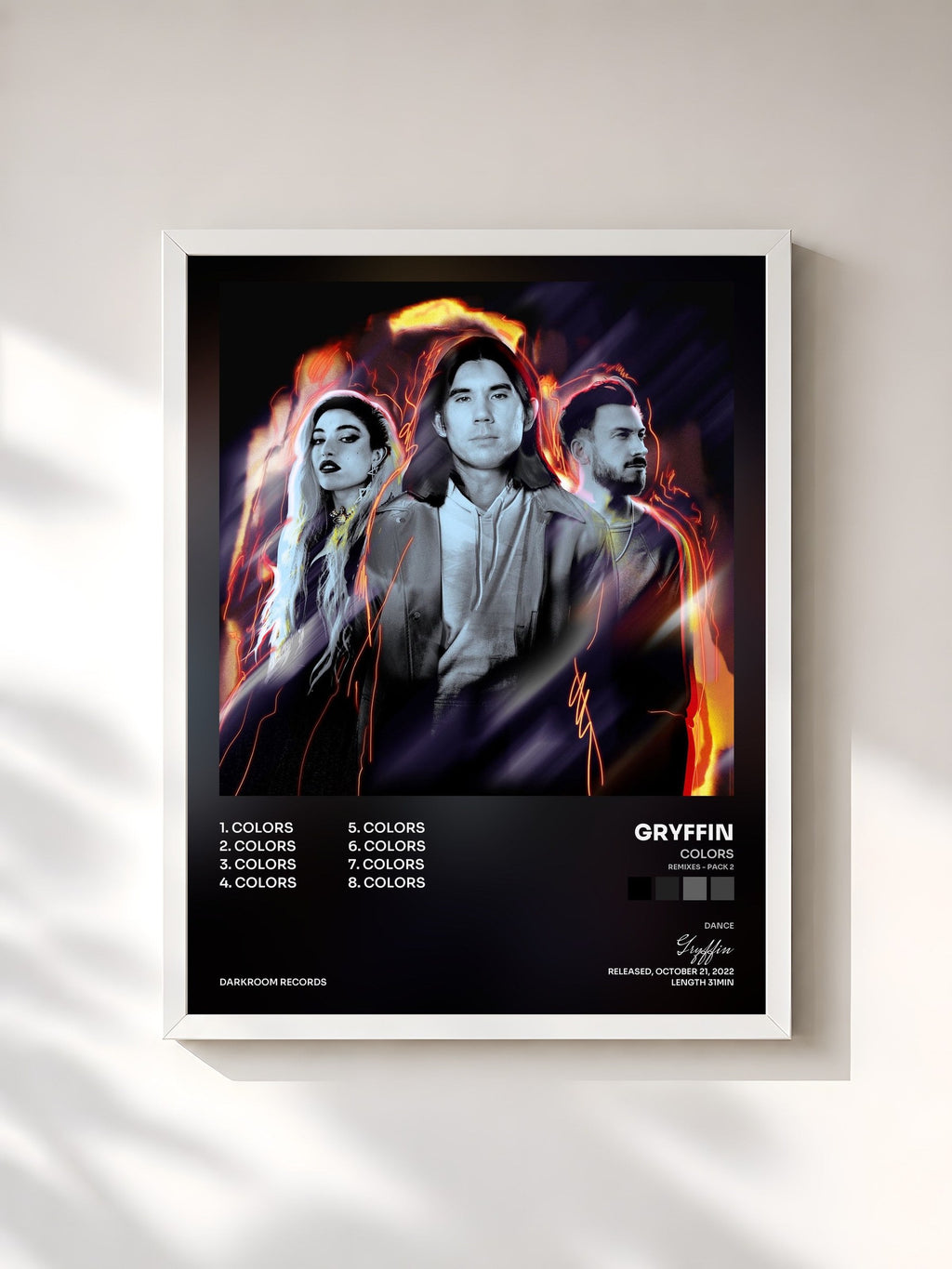 #blanc Colors (Remixes - Pack 2) de Gryffin en lámina enmarcada, marco blanco, impresa y enmarcada en Francia