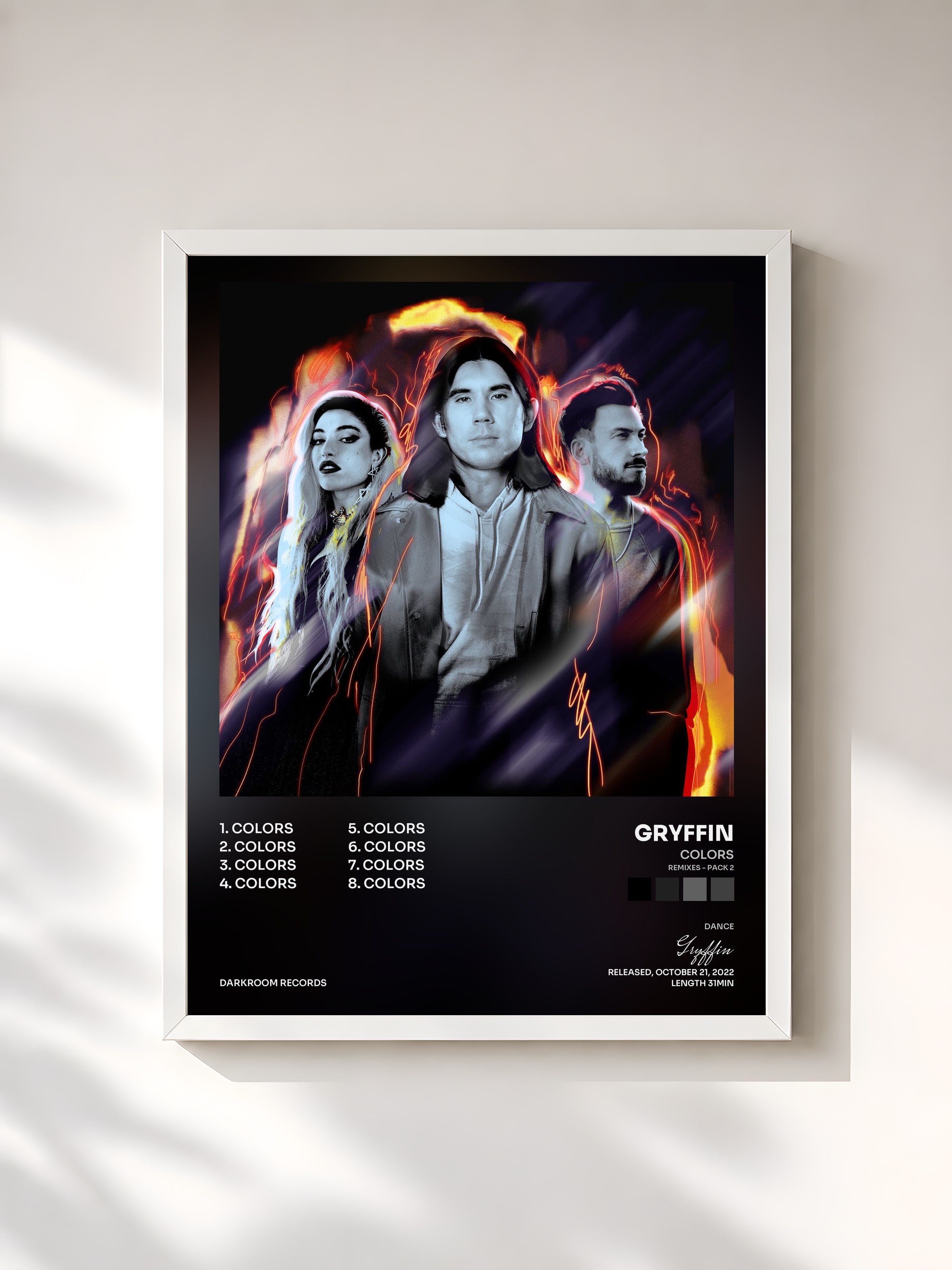 #blanc Tableau de l'album Colors (Remixes - Pack 2) de Gryffin, cadre blanc, imprimé et encadré en France