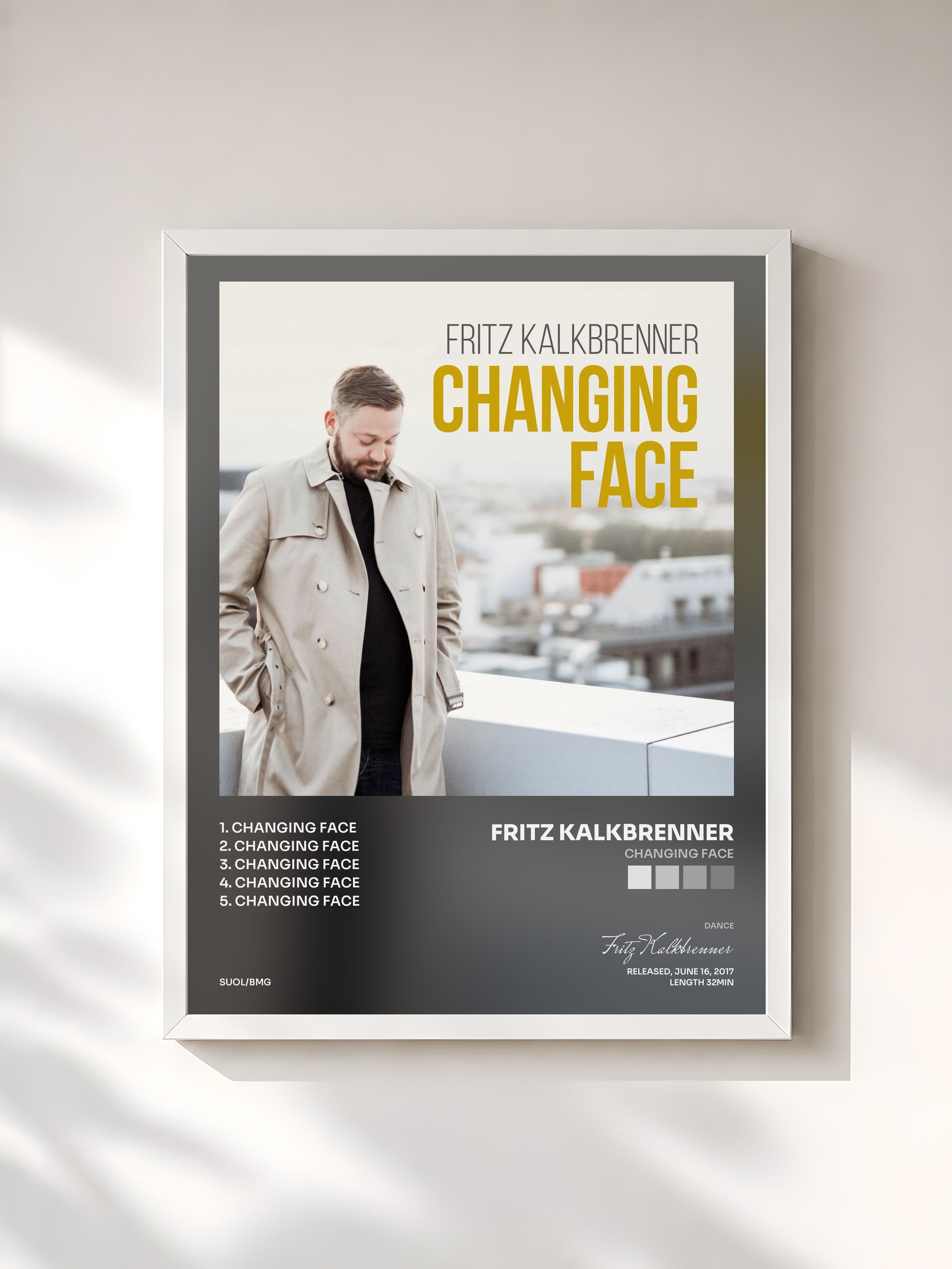 #blanc Tableau de l'album Changing Face de Fritz Kalkbrenner, cadre blanc, imprimé et encadré en France