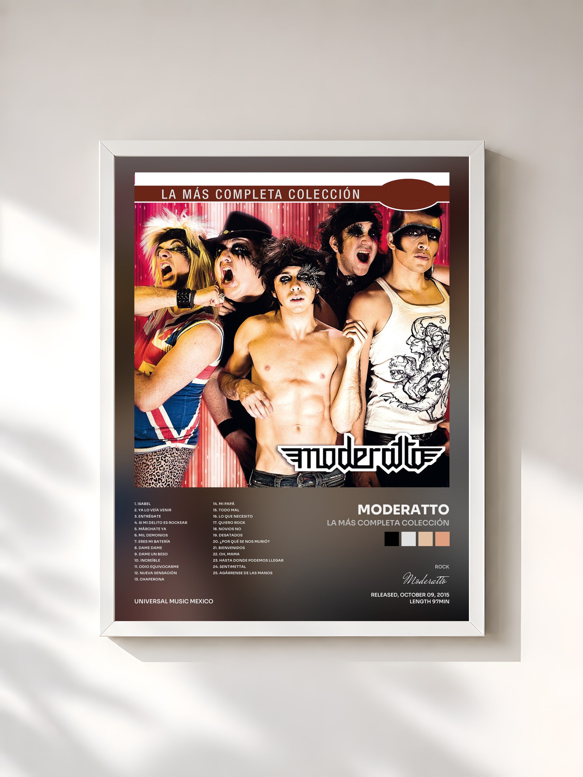 #blanc Tableau de l'album La Más Completa Colección de Moderatto, cadre blanc, imprimé et encadré en France