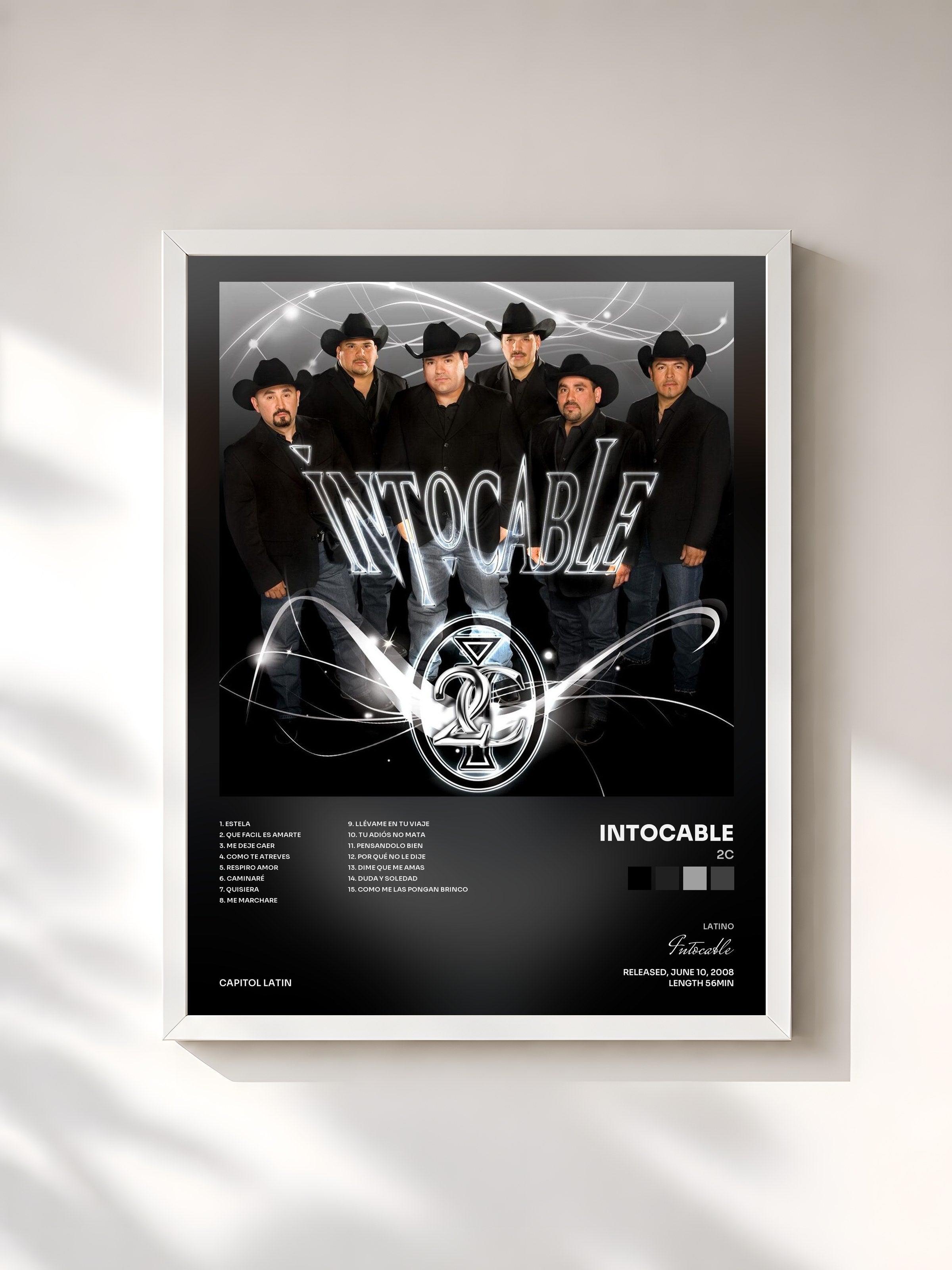 #blanc Tableau de l'album 2C de Intocable, cadre blanc, imprimé et encadré en France