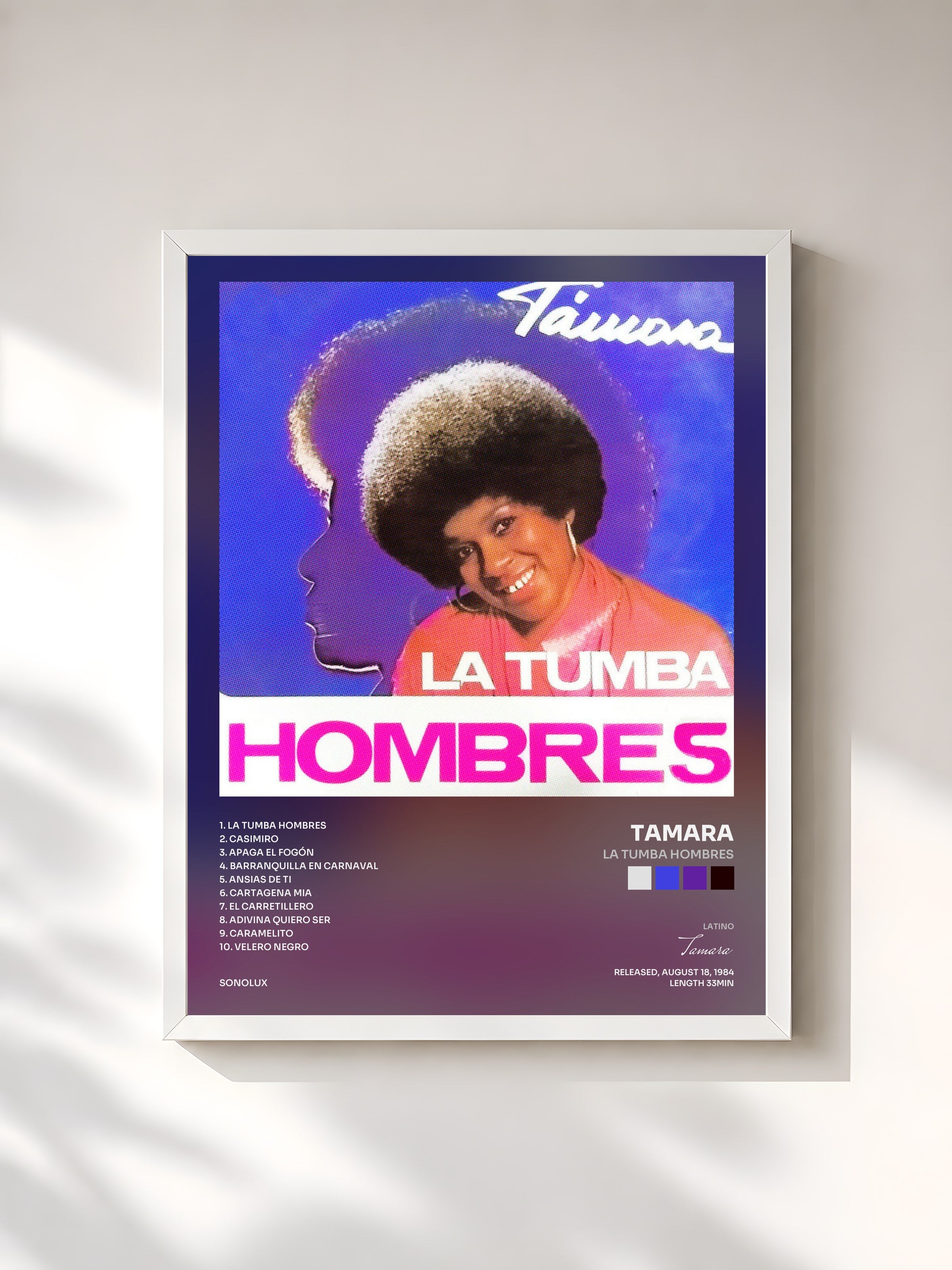 #blanc Tableau de l'album La Tumba Hombres de Tamara, cadre blanc, imprimé et encadré en France