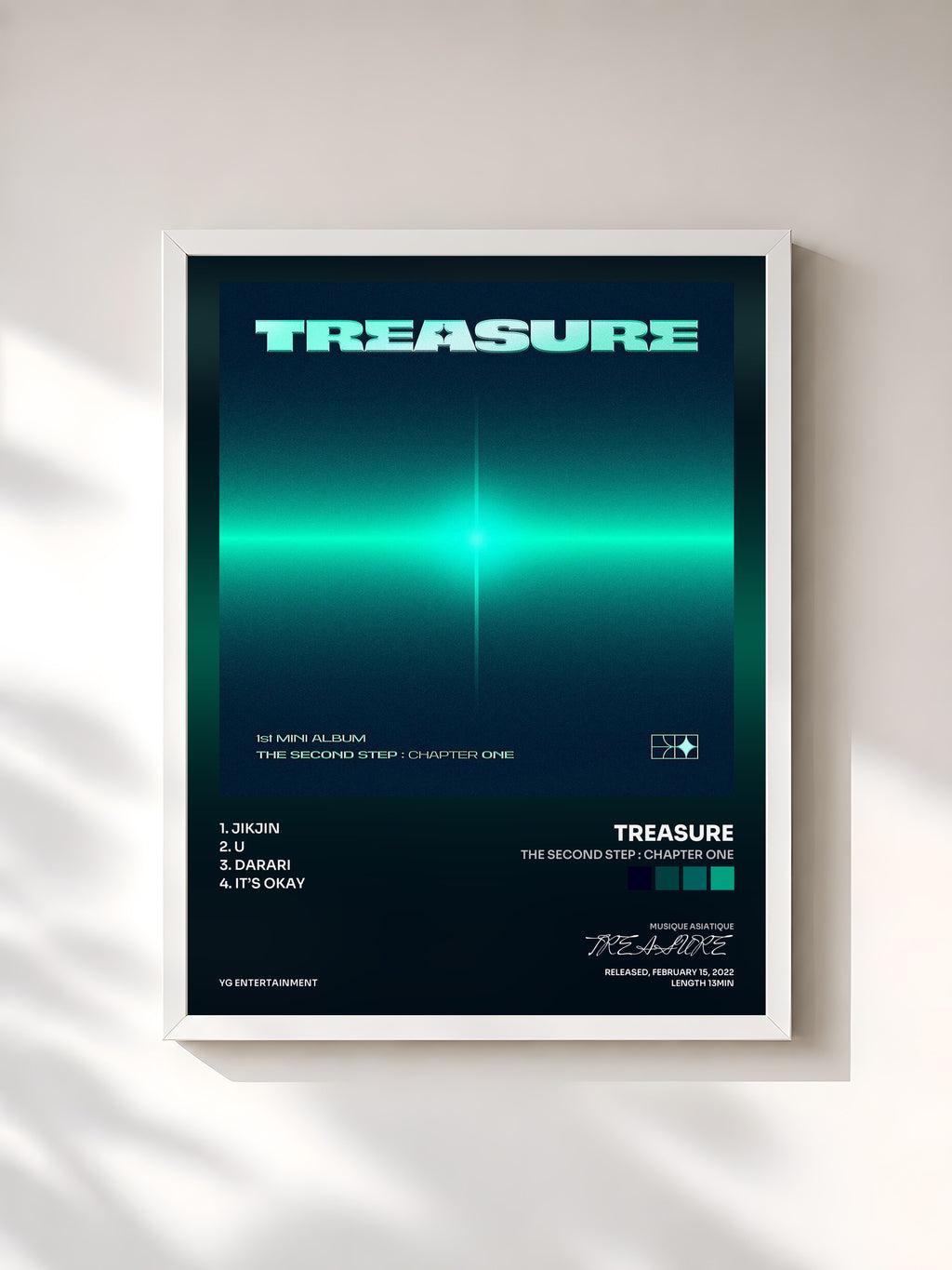 #blanc Tableau de l'album THE SECOND STEP : CHAPTER ONE de TREASURE, cadre blanc, imprimé et encadré en France