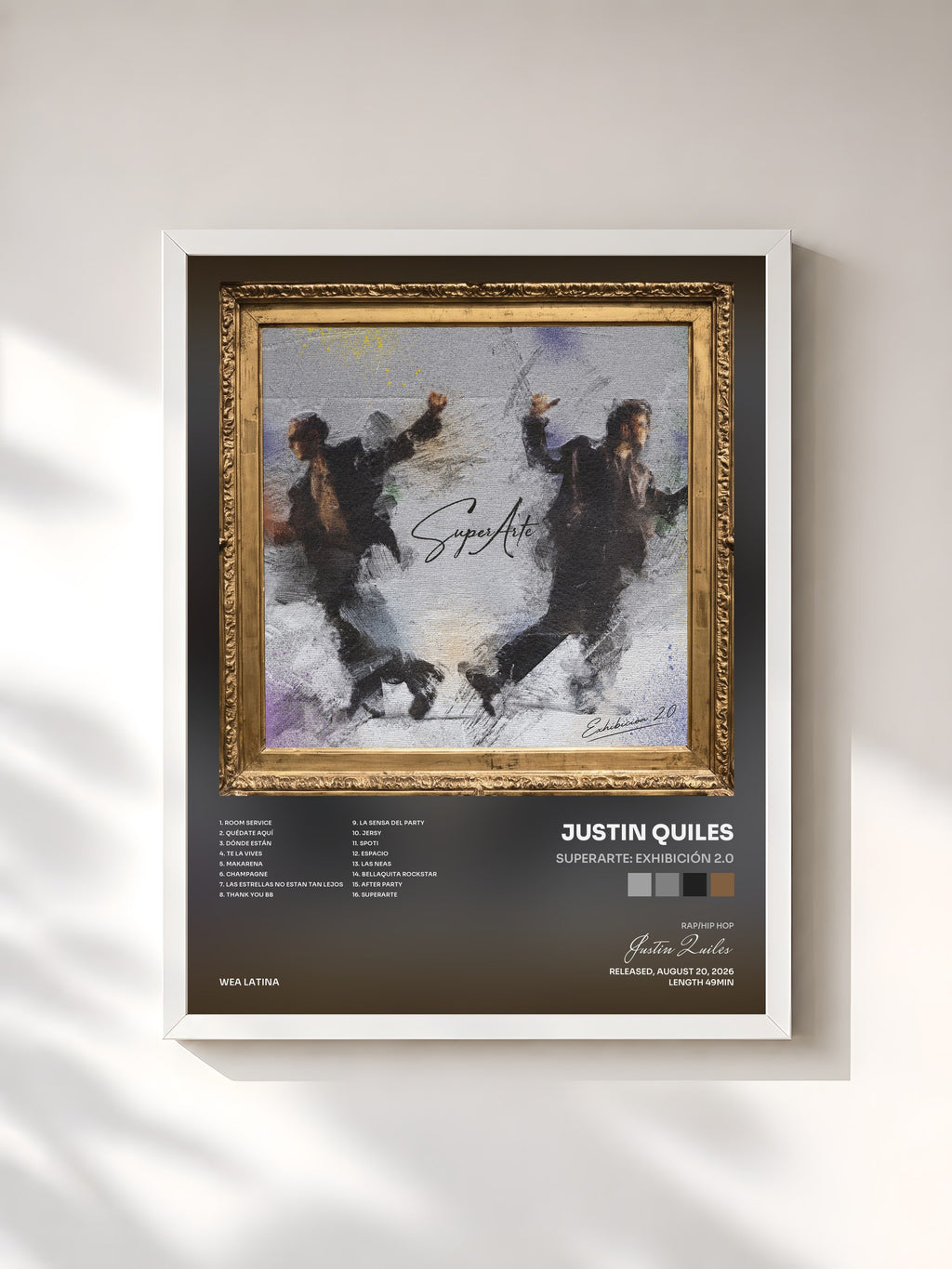 #blanc Tableau de l'album SUPERARTE: EXHIBICIÓN 2.0 de Justin Quiles, cadre blanc, imprimé et encadré en France
