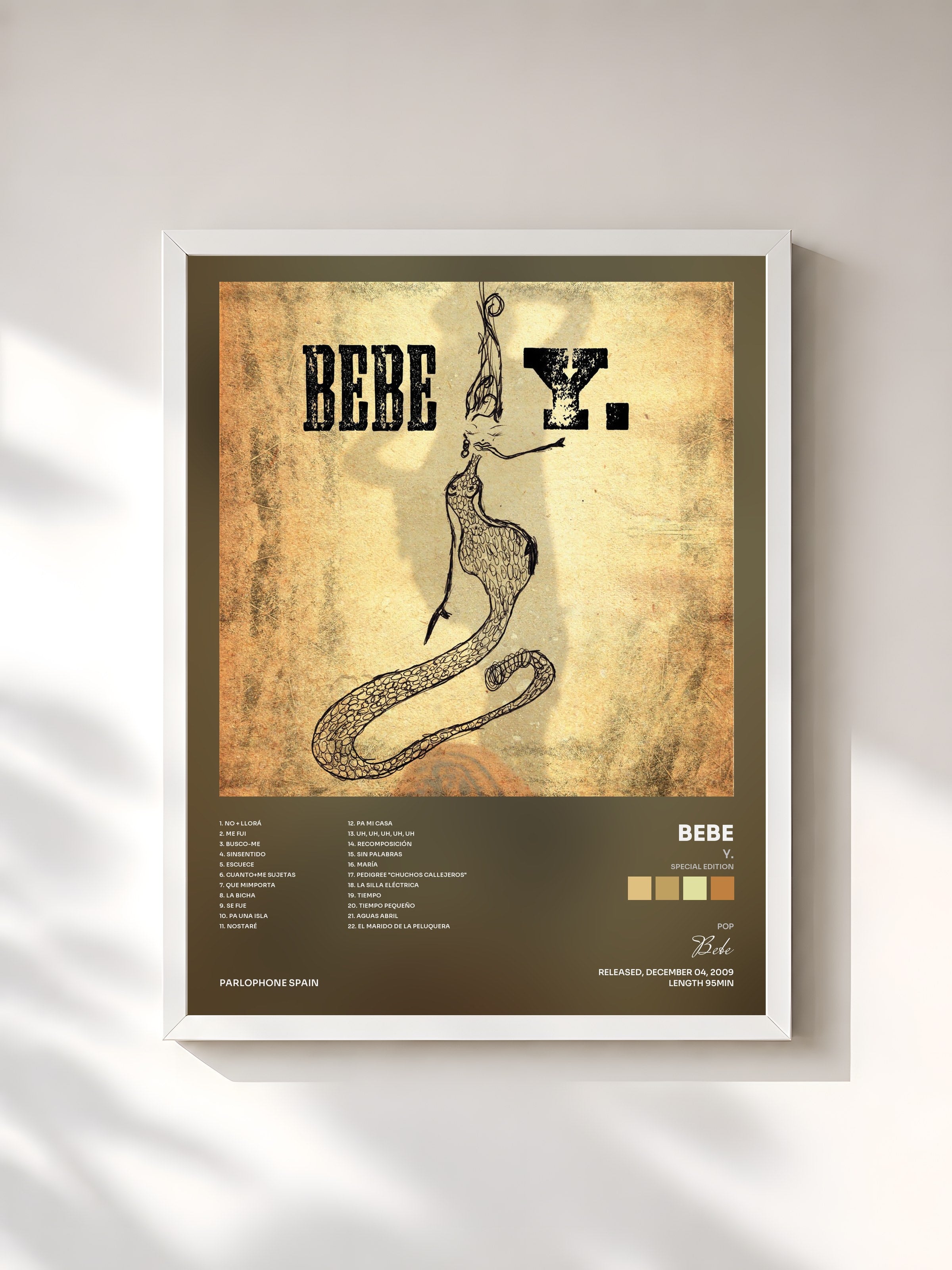#blanc Tableau de l'album Y. (Special Edition) de Bebe, cadre blanc, imprimé et encadré en France