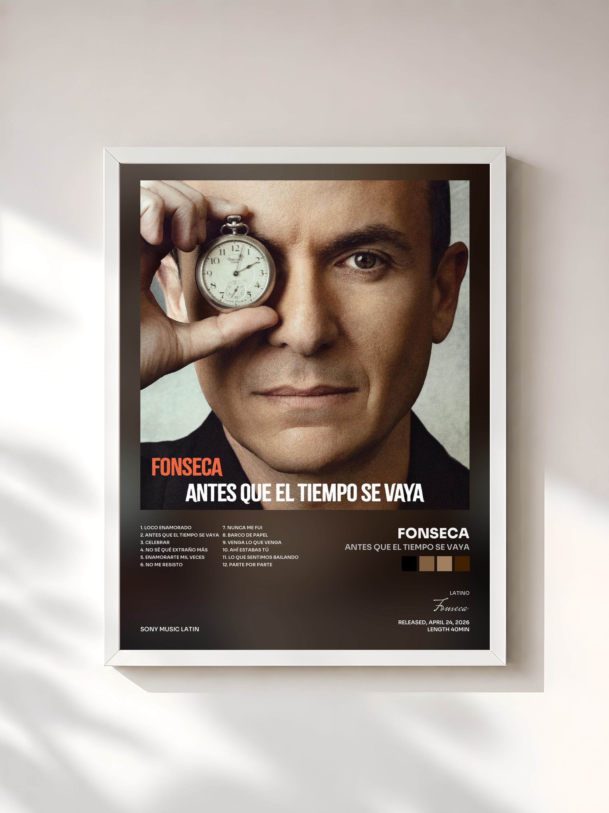 #blanc Tableau de l'album Antes Que El Tiempo Se Vaya de Fonseca, cadre blanc, imprimé et encadré en France