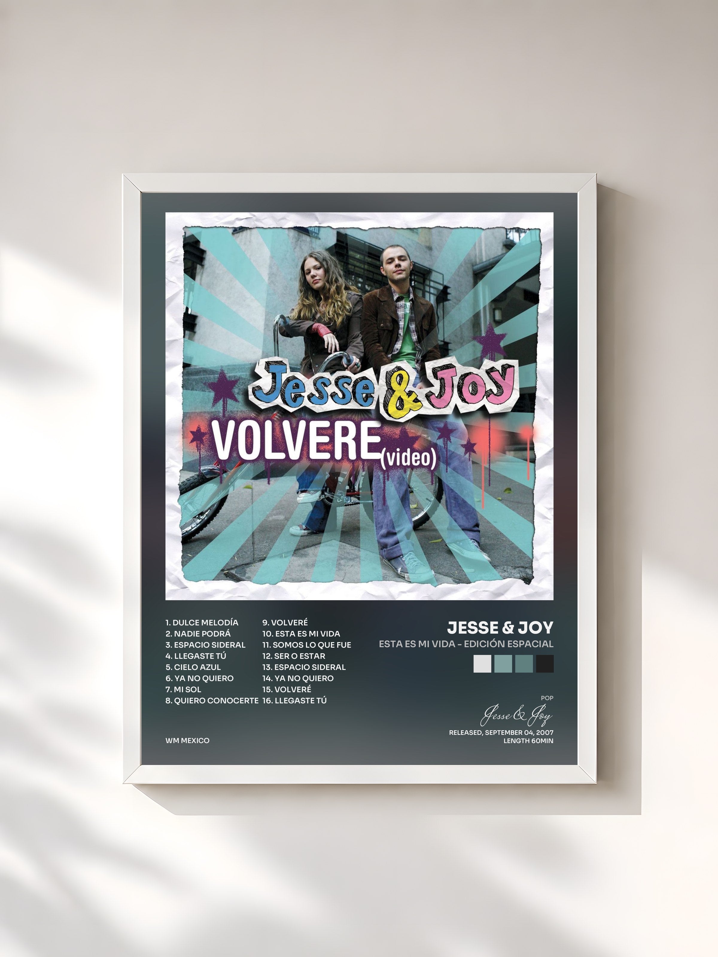 #blanc Tableau de l'album Esta Es Mi Vida - Edición Espacial de Jesse & Joy, cadre blanc, imprimé et encadré en France
