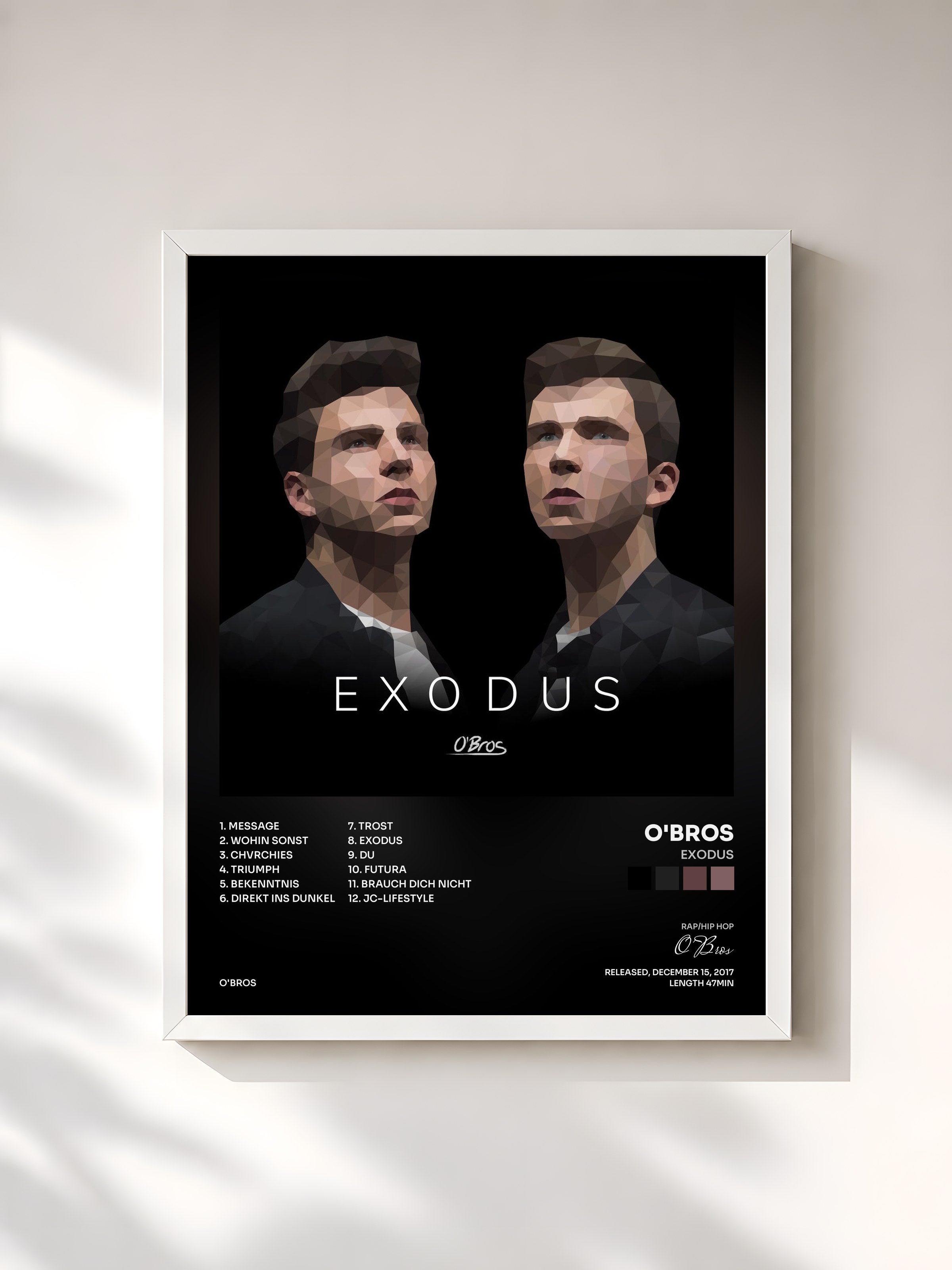 #blanc Tableau de l'album Exodus de O'Bros, cadre blanc, imprimé et encadré en France