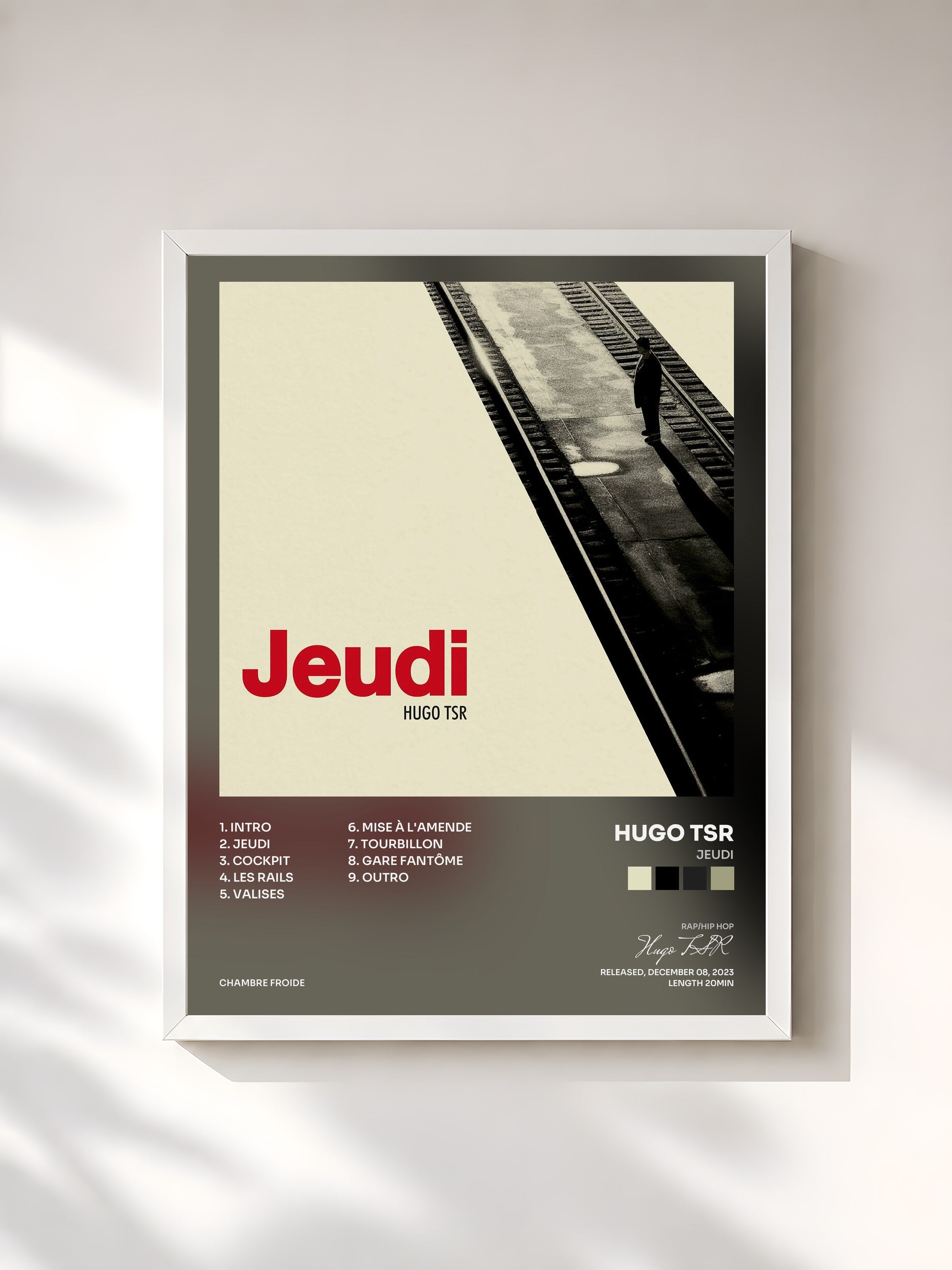 #blanc Tableau de l'album Jeudi de Hugo TSR, cadre blanc, imprimé et encadré en France